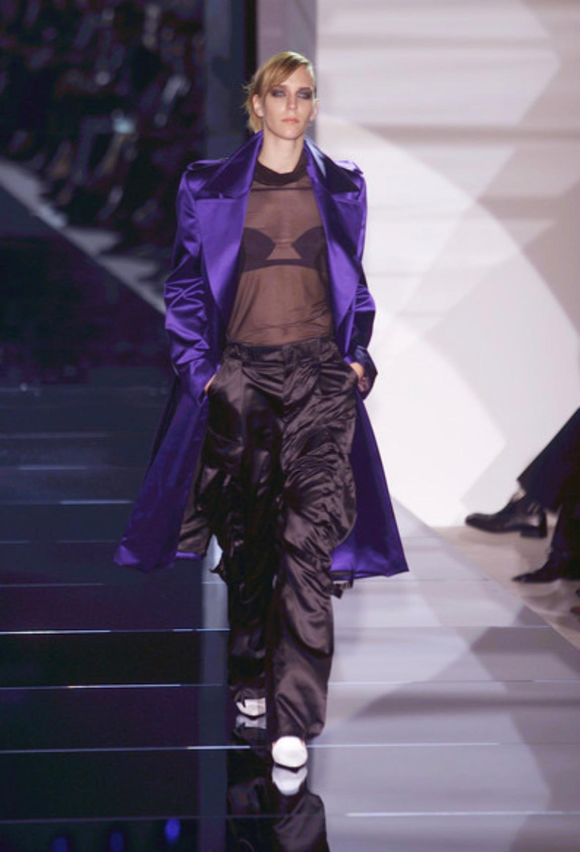 S/S 2001 Gucci by Tom Ford Runway Sheer Stretch Black Mesh Mock Neck Shirt