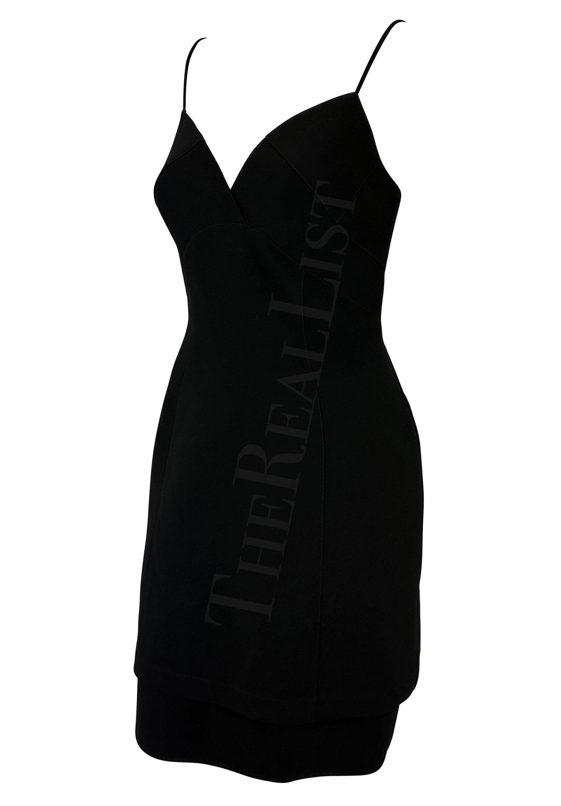 1990s Thierry Mugler Little Black Tiered Mini Slip Dress