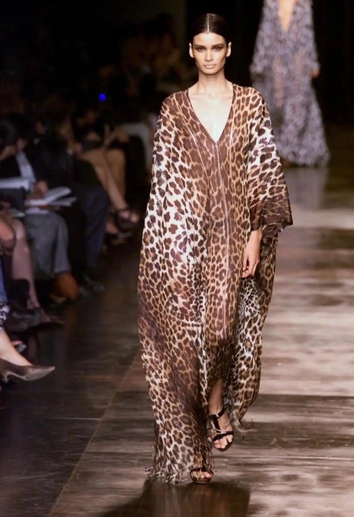 NWT S/S 2002 Yves Saint Laurent by Tom Ford Backless Halter Leopard Silk Gown