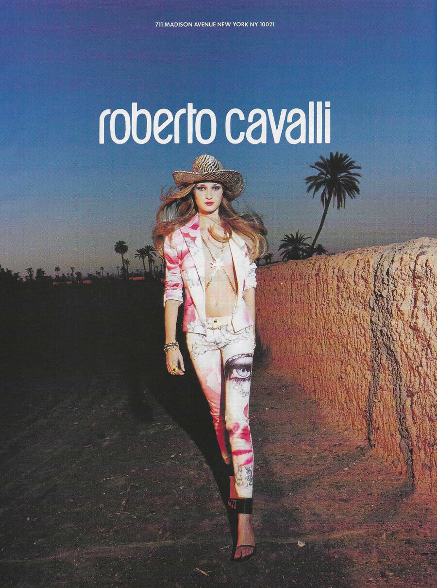 S/S 2001 Roberto Cavalli Liz Taylor Print Silk Dress