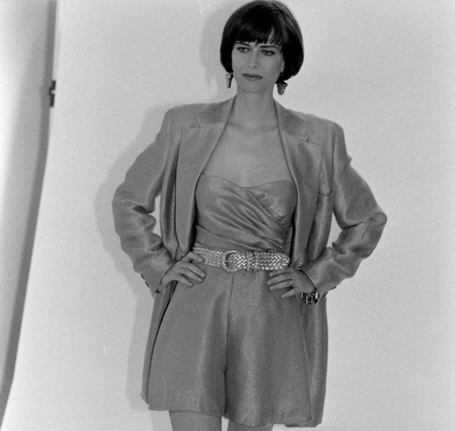 Resort 1992 Donna Karan Runway Gold Linen Lurex Metallic Strapless Bustier Top