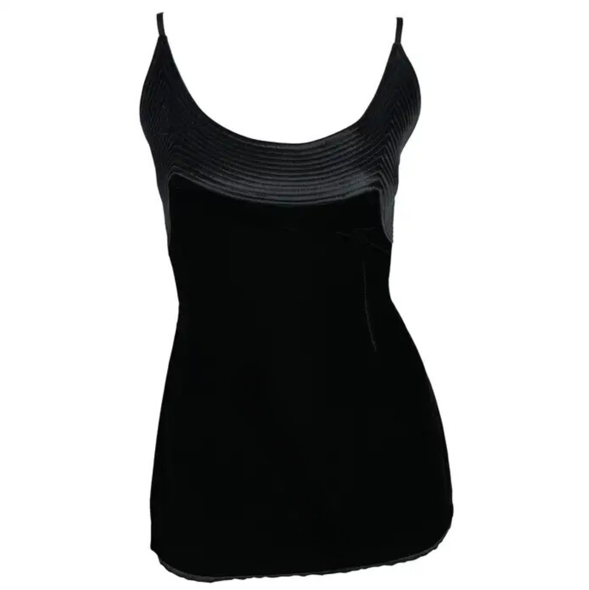 1990s Valentino Garavani Black Velvet Embroidered Tank Top
