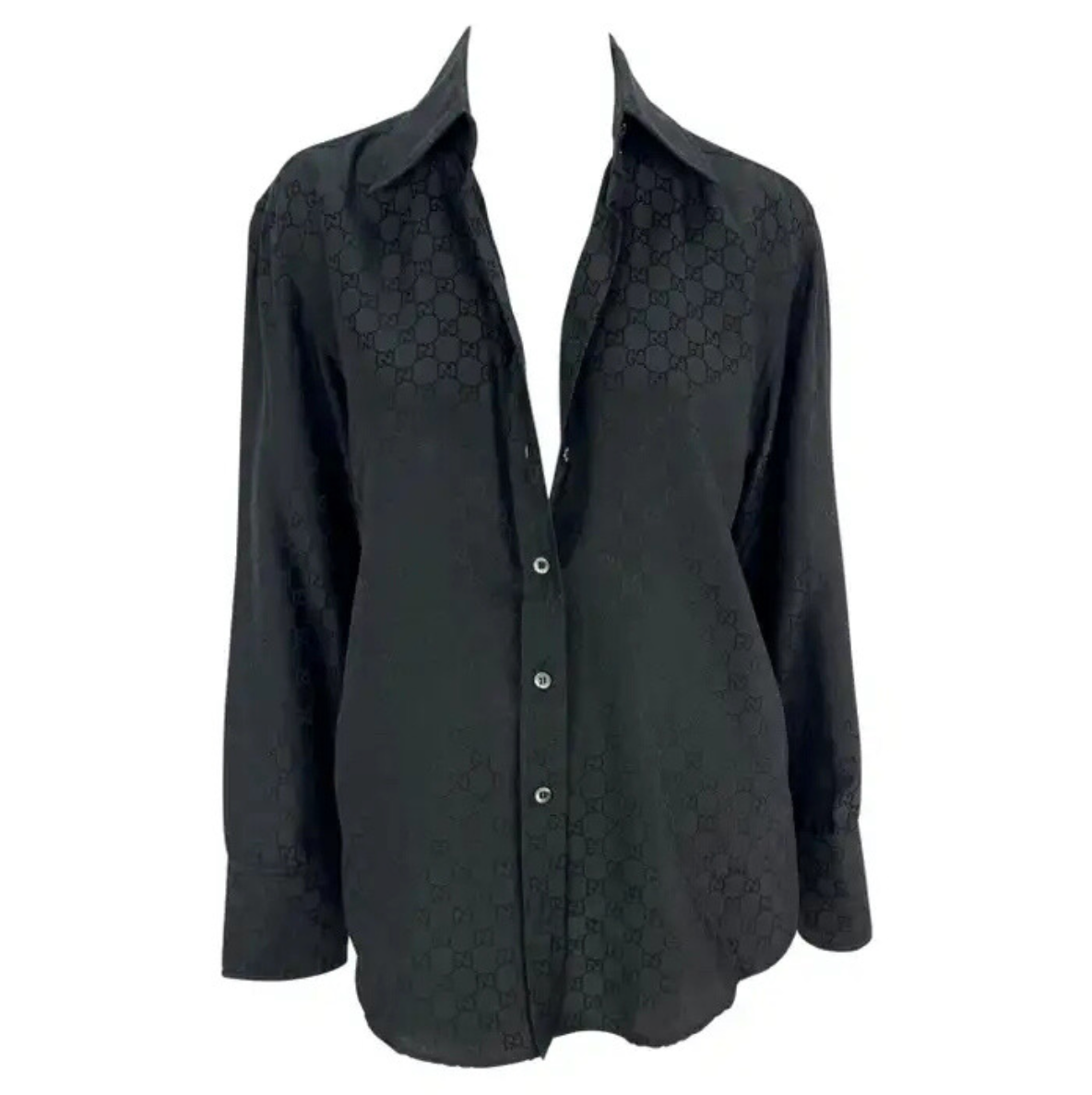 S/S 1998 Gucci by Tom Ford Black 'GG' Monogram Button Down Collar Shirt