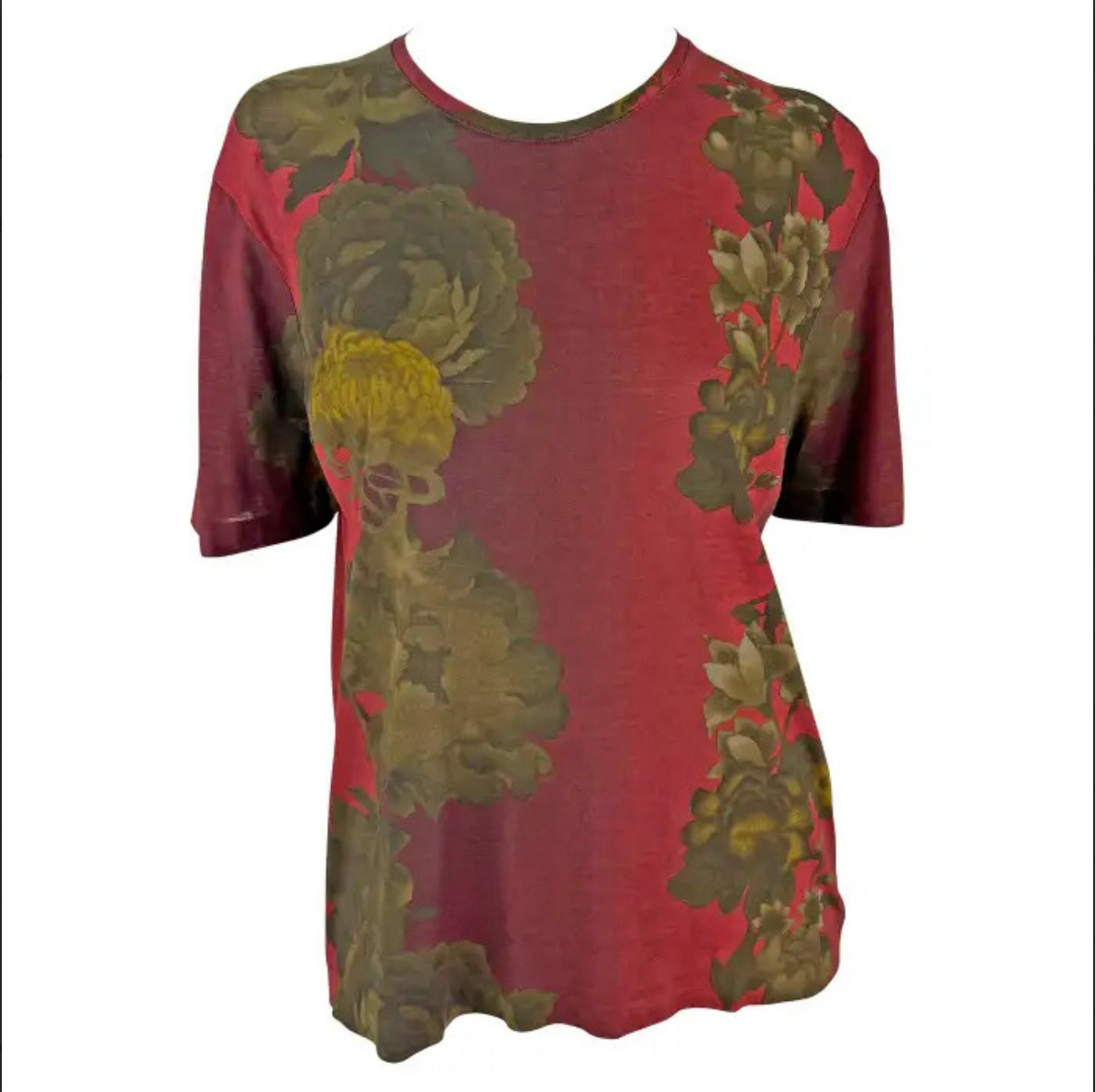 S/S 1999 Gucci by Tom Ford Red Floral Short Sleeve Men's T-Shirt