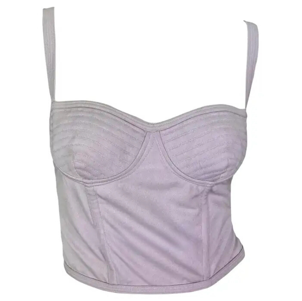 S/S 1995 Gianni Versace Lavender Purple Quilted Boned Corset Bustier Crop Top