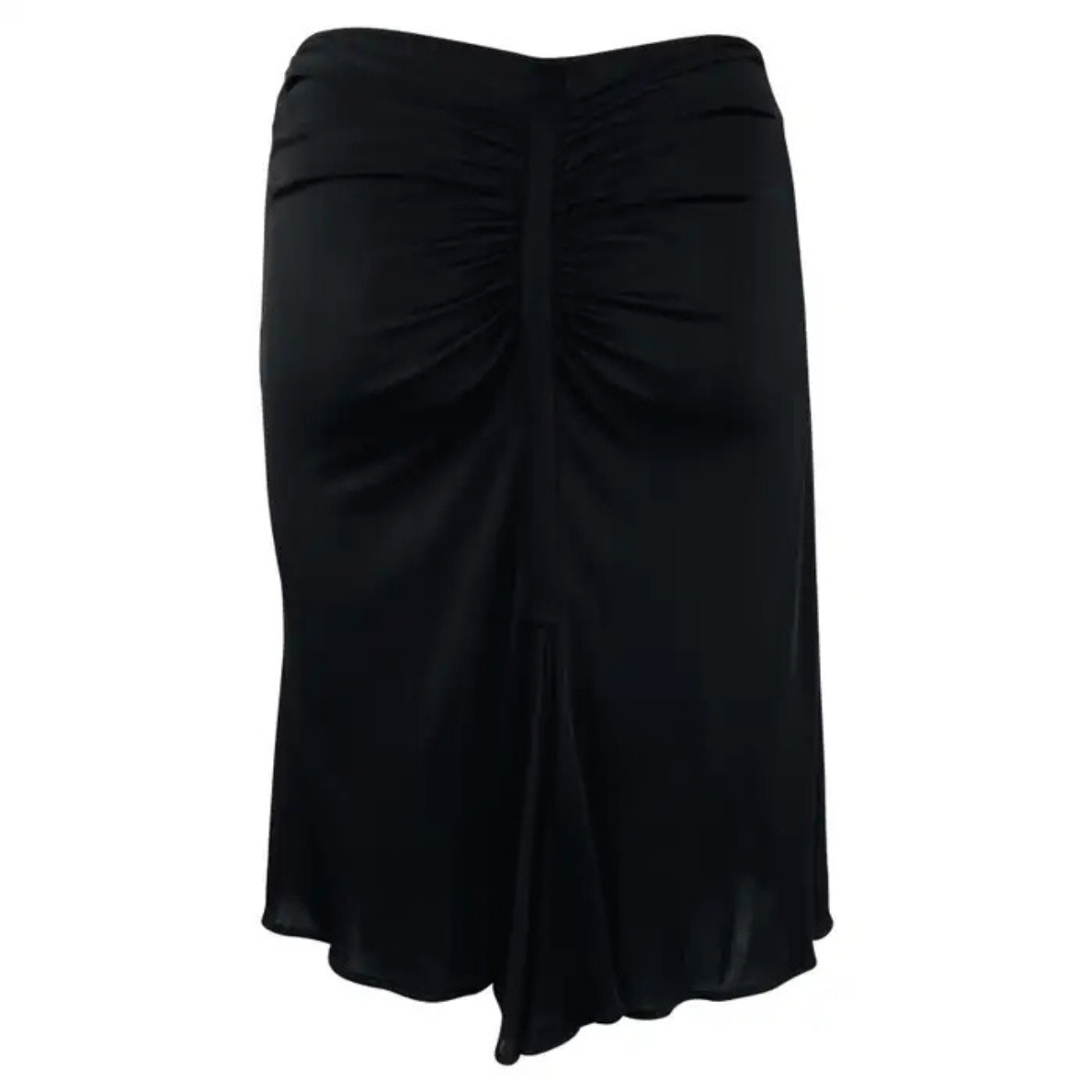 S/S 2001 Gianni Versace by Donatella Black Ruched Sheer Bodycon Stretch Skirt