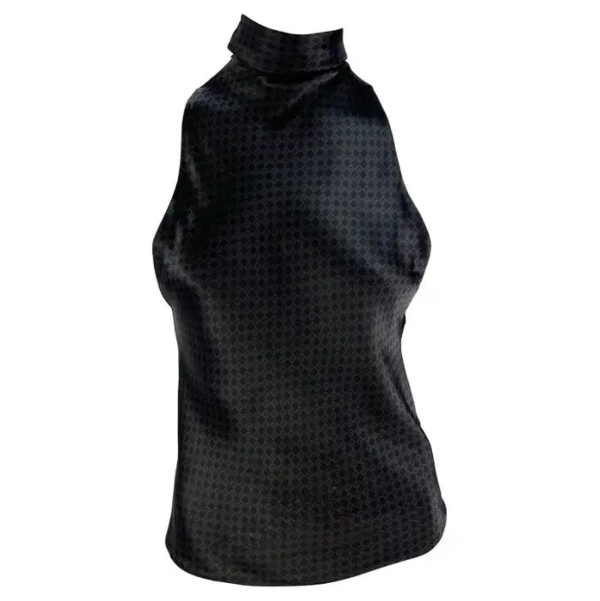 F/W 2000 Gucci by Tom Ford Brown Square 'G' Monogram Mock Neck Sleeveless Top