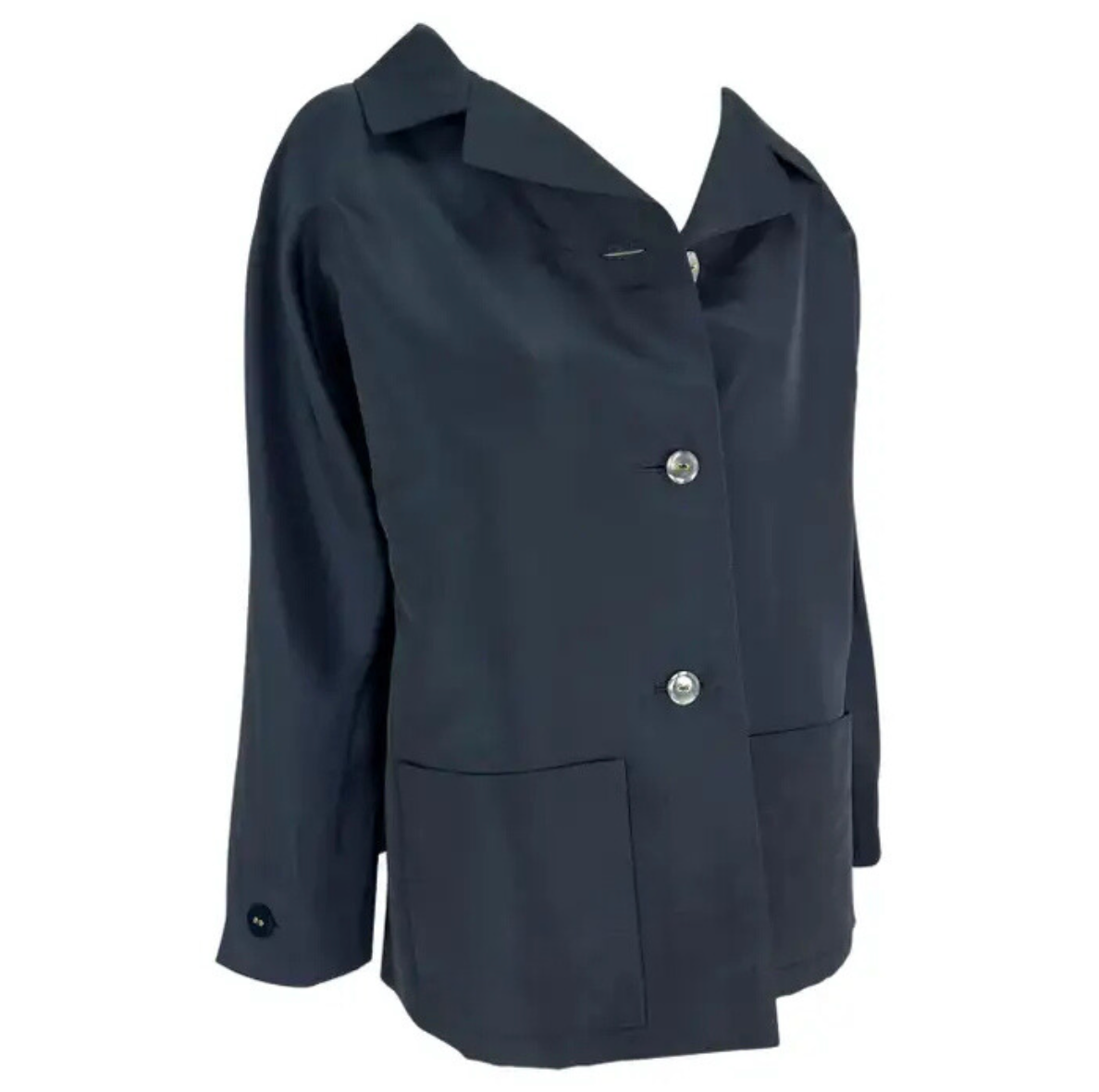 2000 Pierre Balmain Haute Couture by Oscar de la Renta Navy Car Coat
