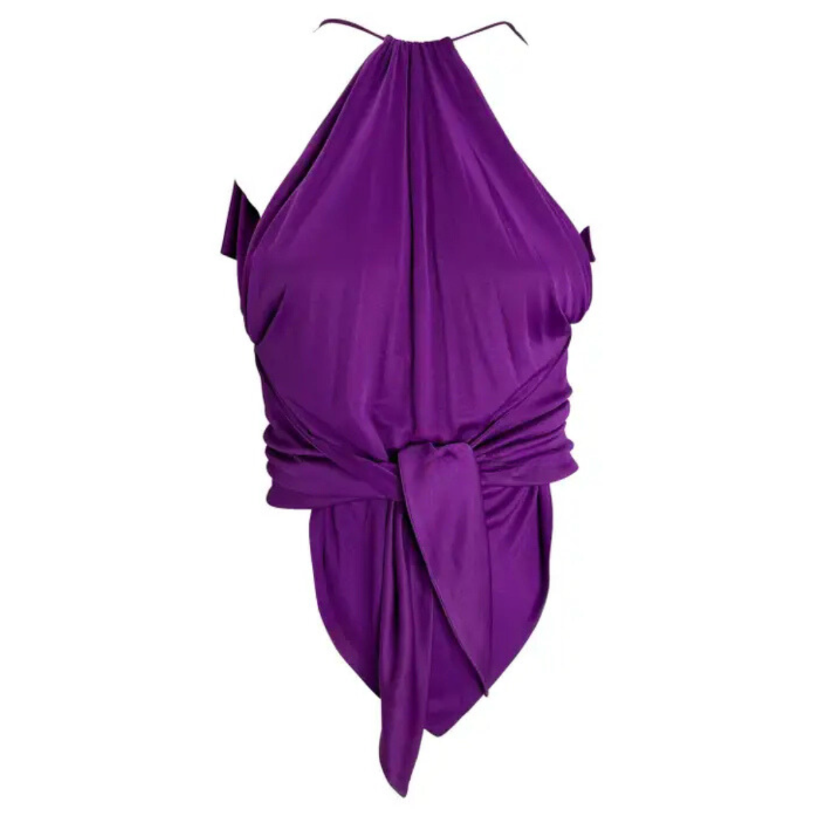 S/S 2000 Gianni Versace by Donatella Runway Purple Silk Tie Crop Tank Top