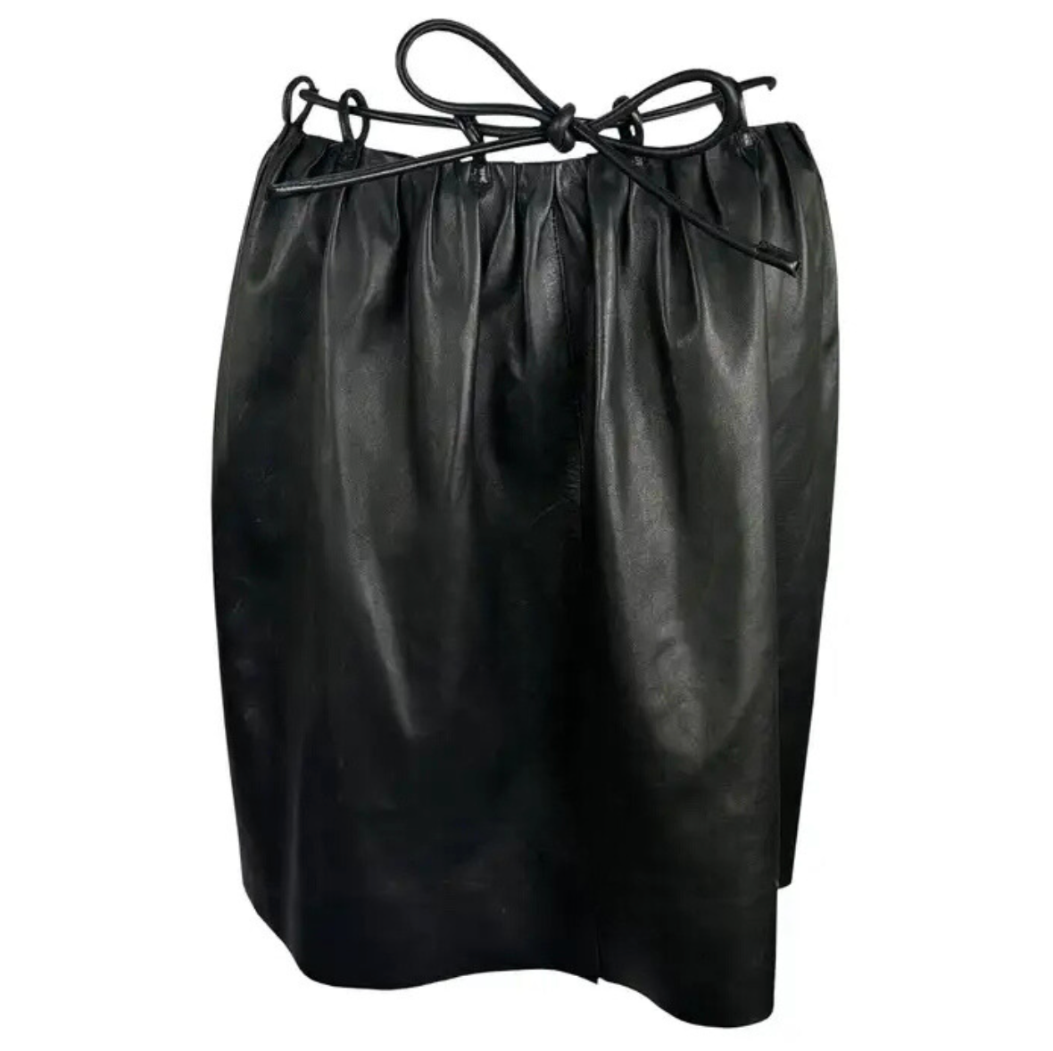 F/W 1999 Gucci by Tom Ford Runway Black Leather Cord Belted Skirt