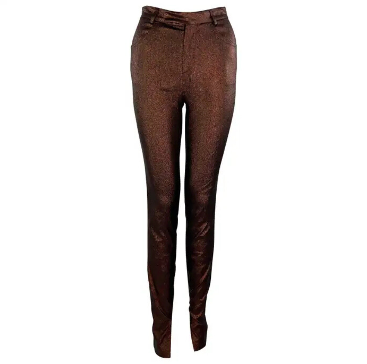 S/S 1997 Gucci by Tom Ford Runway Ad Copper Metallic Skinny Lurex Stretch Pants