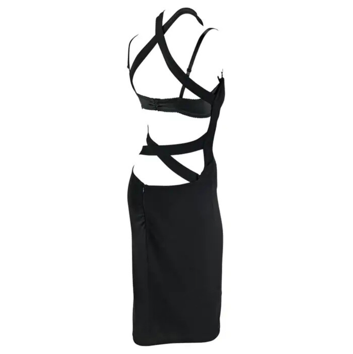 S/S 2001 Dolce & Gabbana Black Bodycon Strap Backless Runway Dress