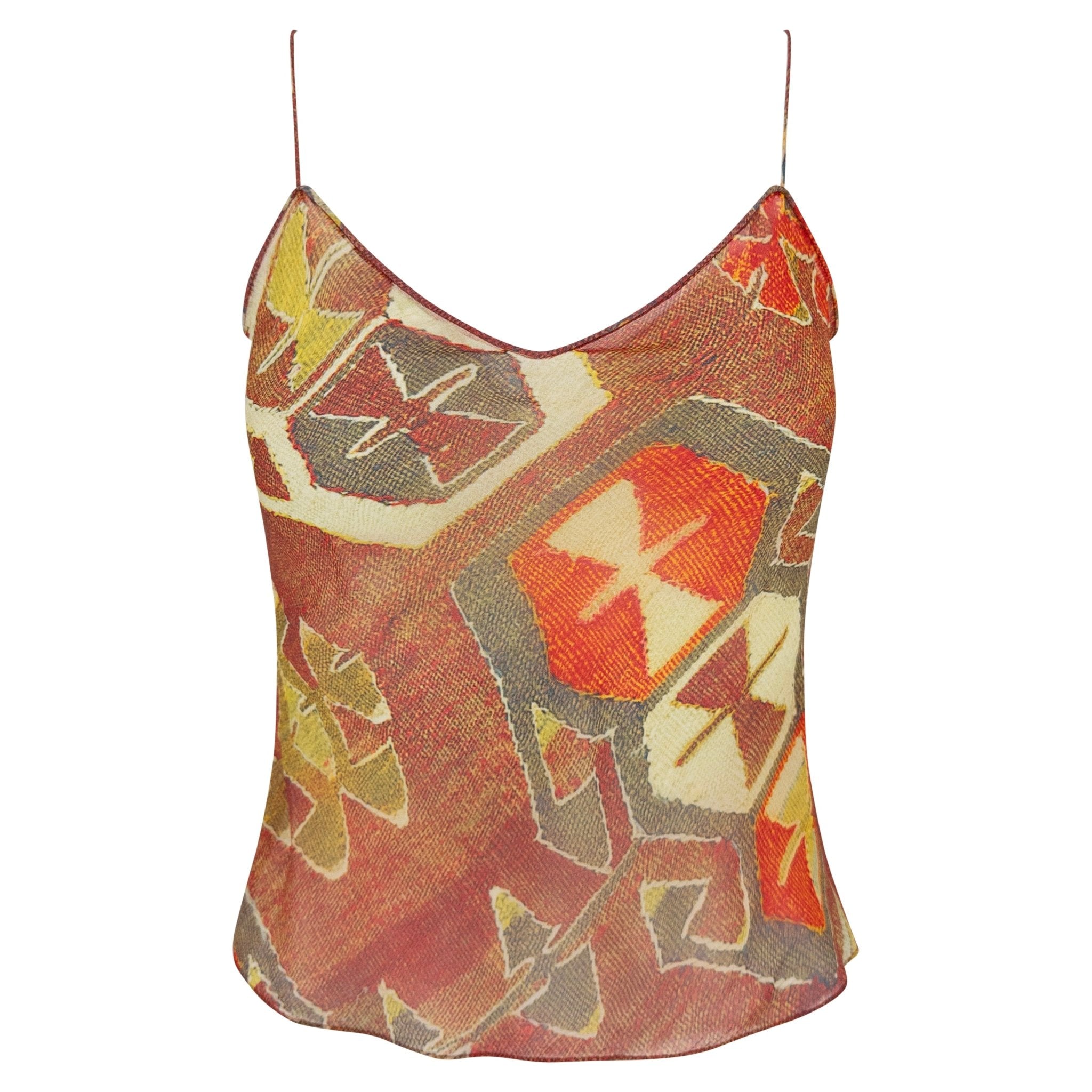 トップス 2002SS Christian Dior by John Galliano F/W 2002 Christian Dior by John Galliano Ikat Pattern Sheer Tank