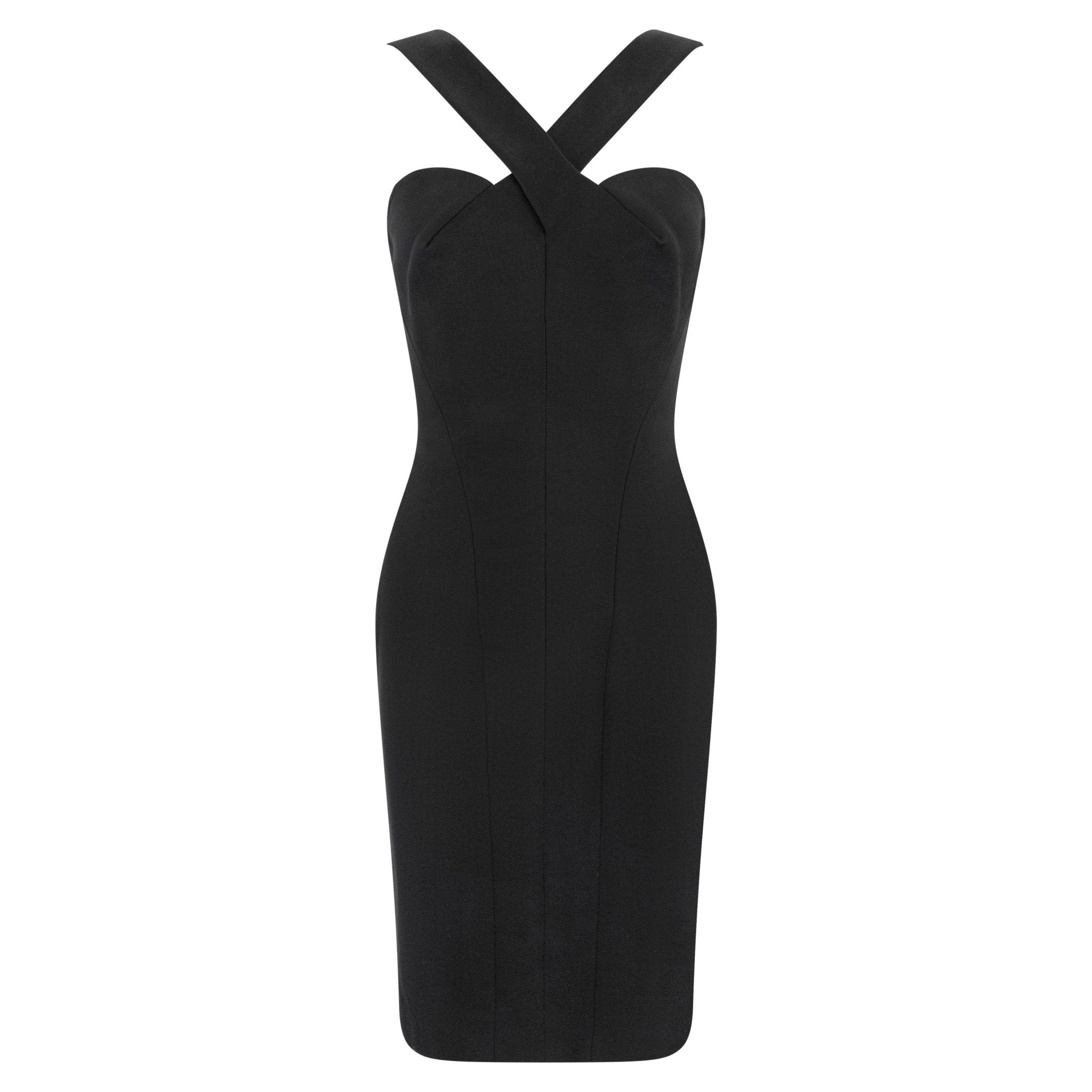S/S 1996 Hervé Léger Black Crossover Strap Hourglass Cocktail Dress