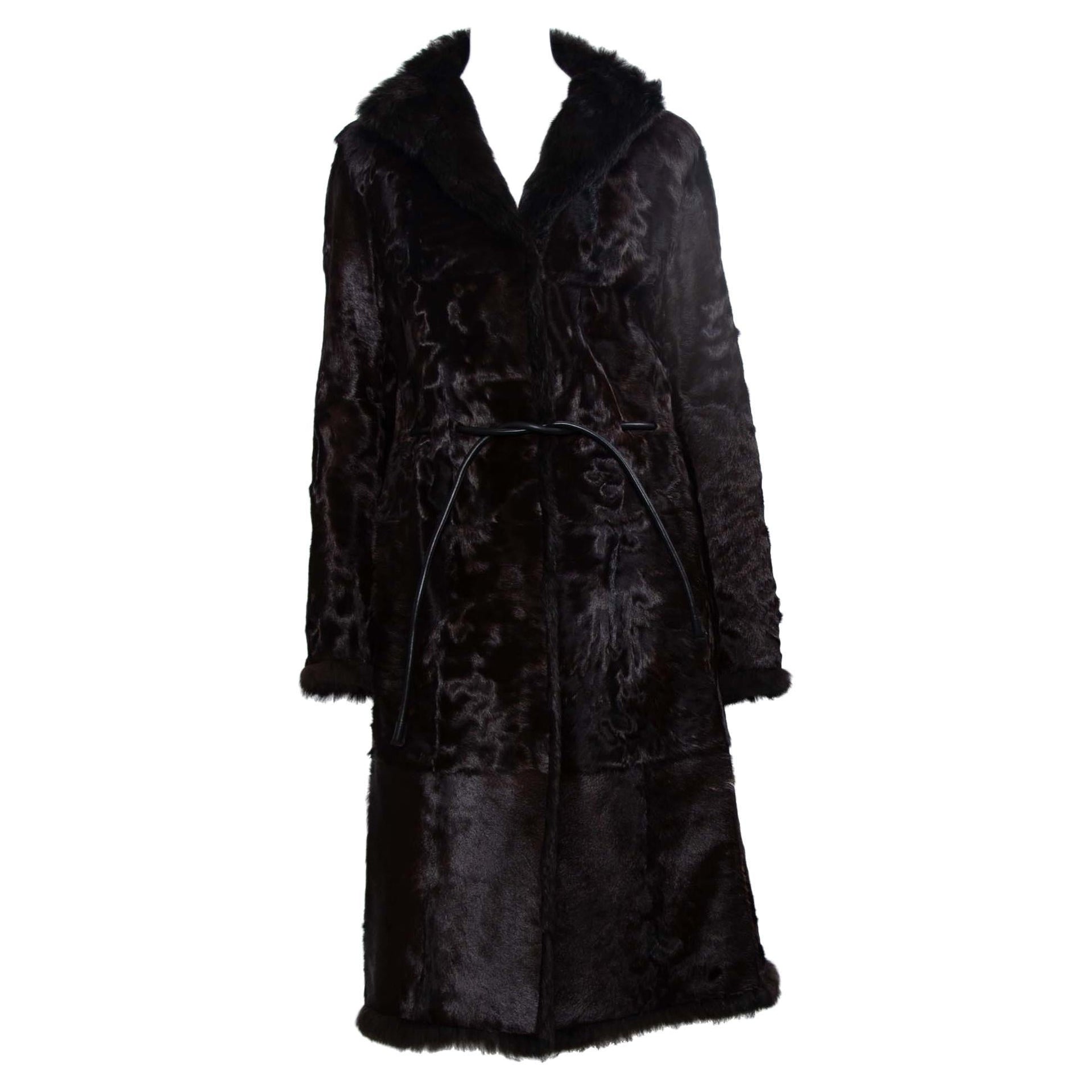 F/W 1999 Gucci by Tom Ford Reversible Brown Persian Lamb & Rabbit Fur Coat