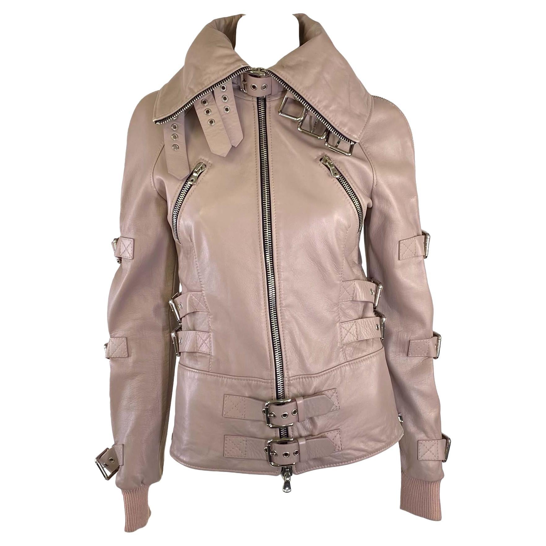 S/S 2003 Dolce & Gabbana 'Sex & Love' Bondage Buckle Lambskin Leather Zip Jacket