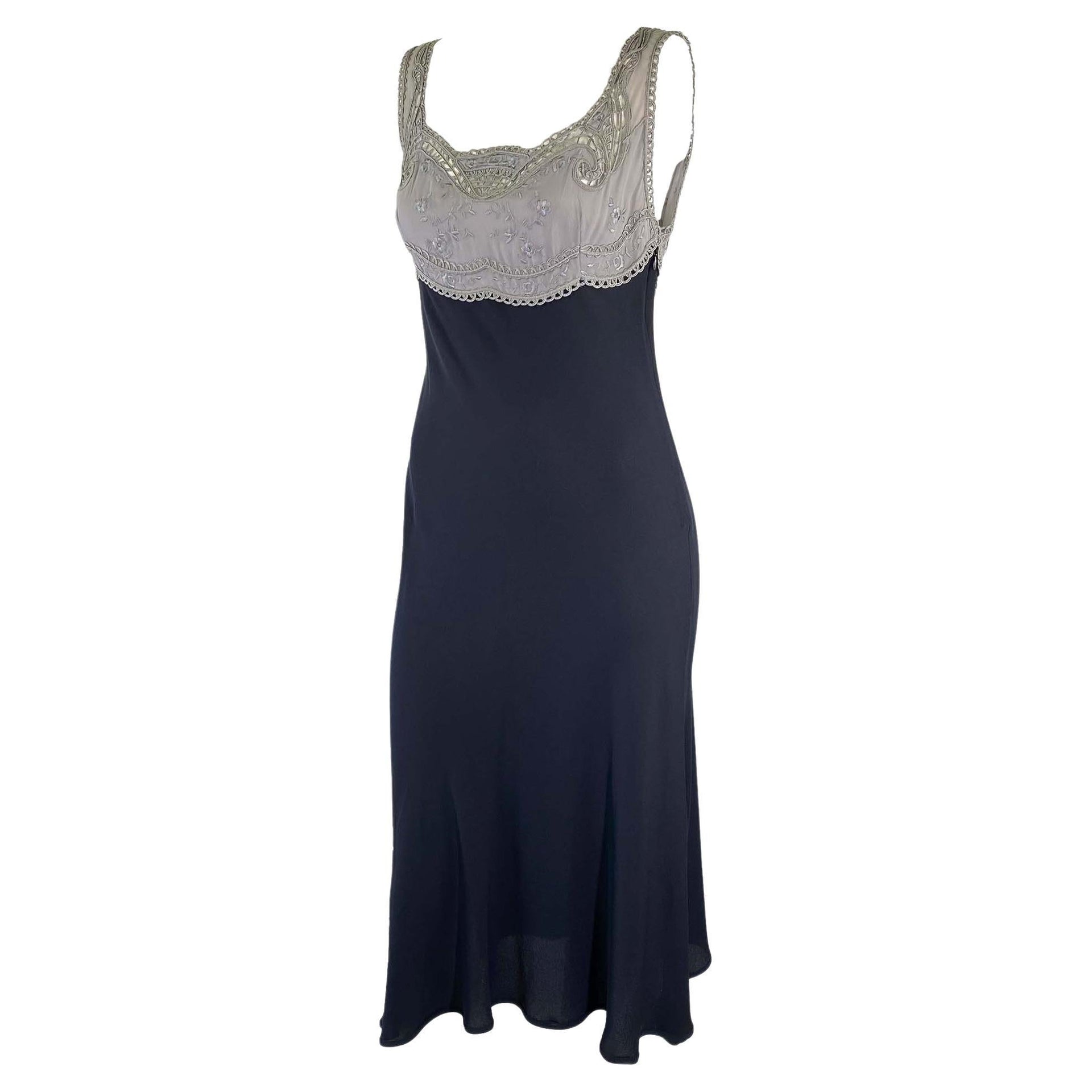 S/S 1997 Gianni Versace Couture Runway Grey Lace Embroidered Dress