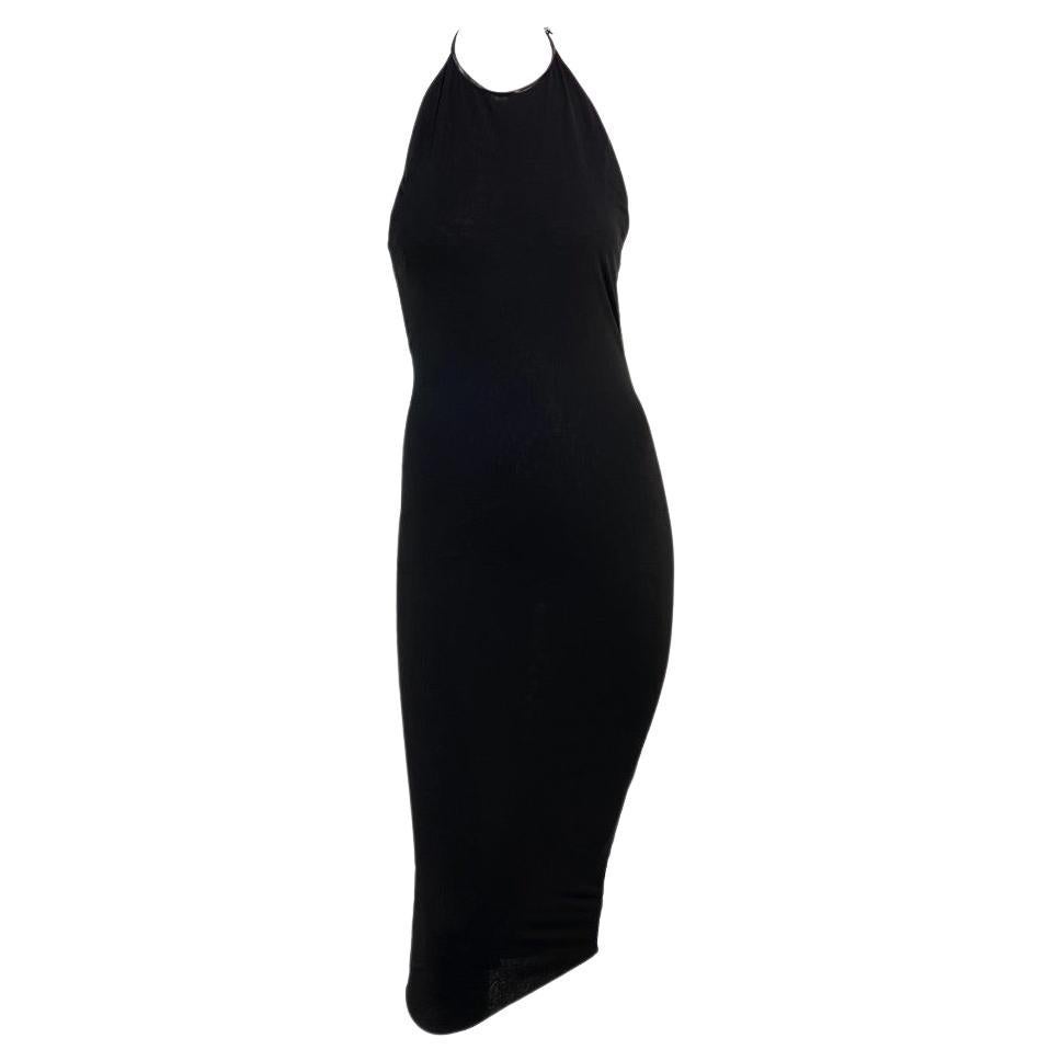 S/S 1998 Gucci by Tom Ford G Buckle Runway Halter Neck Black Stretch Dress