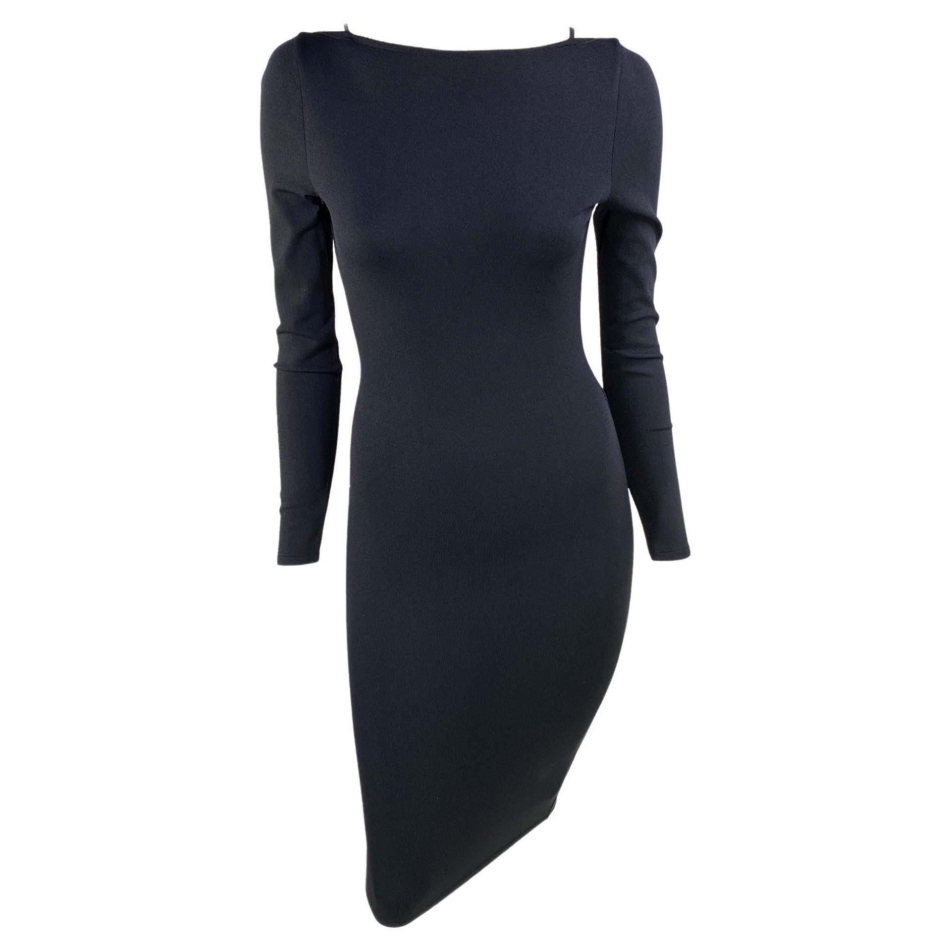 S/S 1998 Gucci by Tom Ford Leather Strap Black Knit Runway Dress