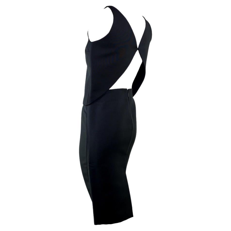 F/W 2001 Gucci by Tom Ford Runway Black Silk Triangle Cutout Black Skirt Set