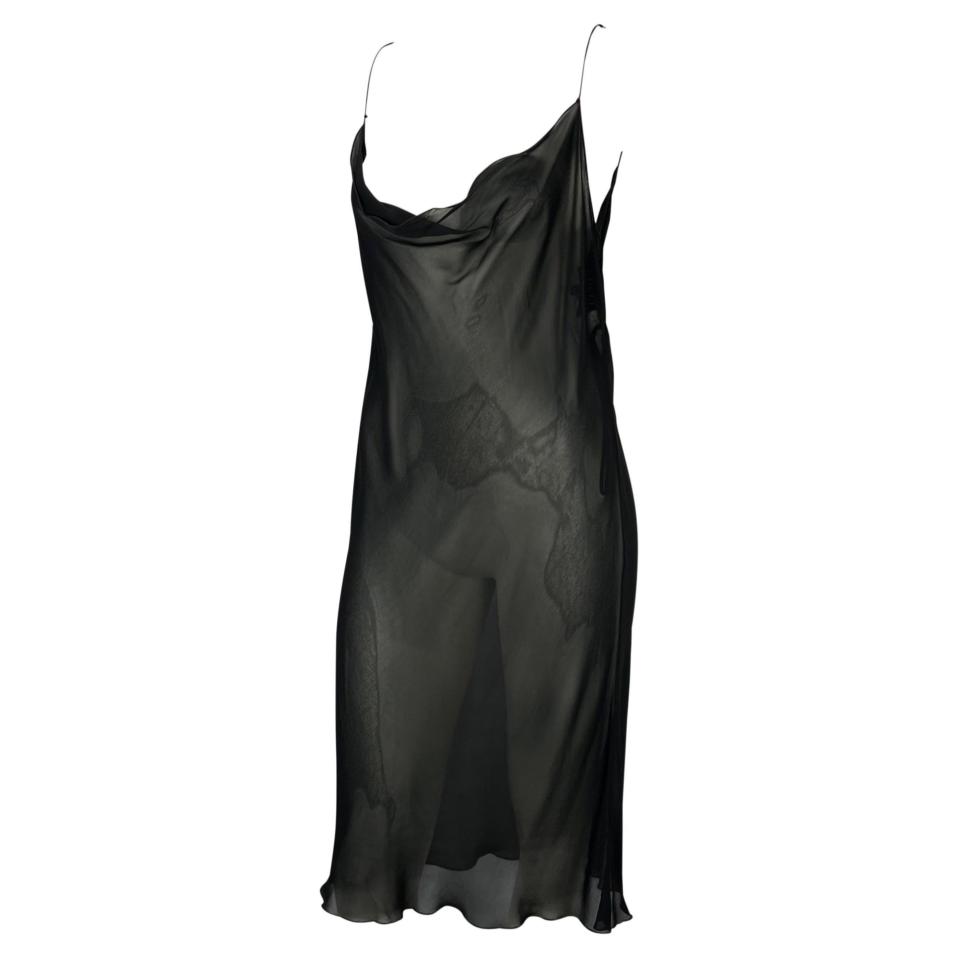 S/S 1997 Gucci by Tom Ford Runway Sheer Black Cowl Neck Dress