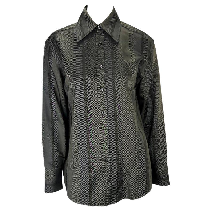 S/S 1998 Gucci by Tom Ford Woven Striped Collared Button Down Shirt