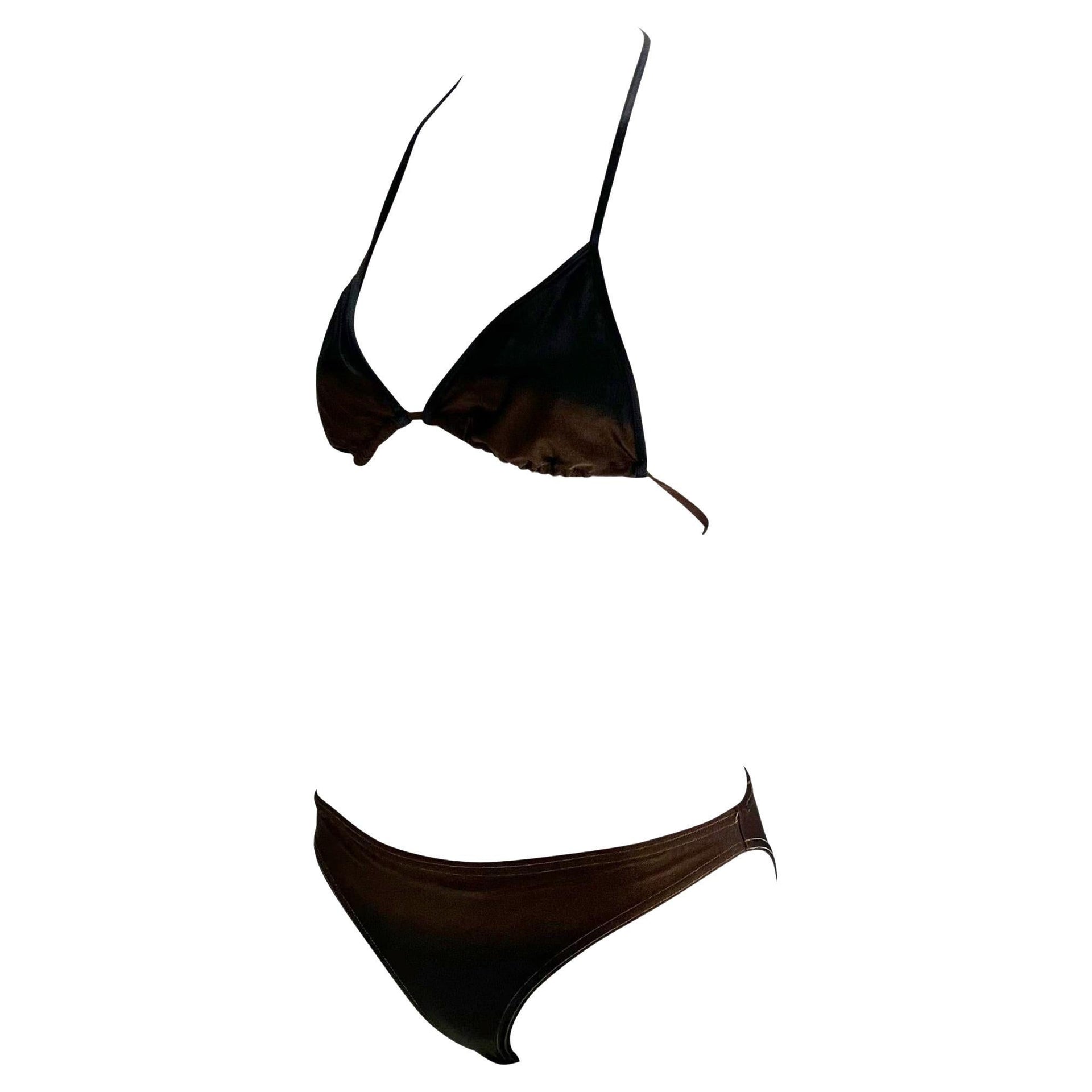 S/S 1997 Gucci by Tom Ford Brown Ombré Tie Bikini Set