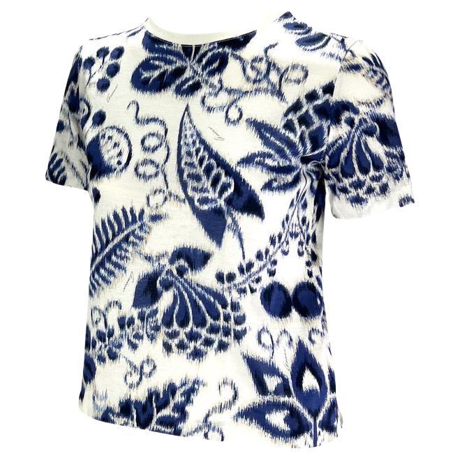 NWT S/S 2000 Gucci by Tom Ford White Navy Havana Logo Print Cotton T-Shirt