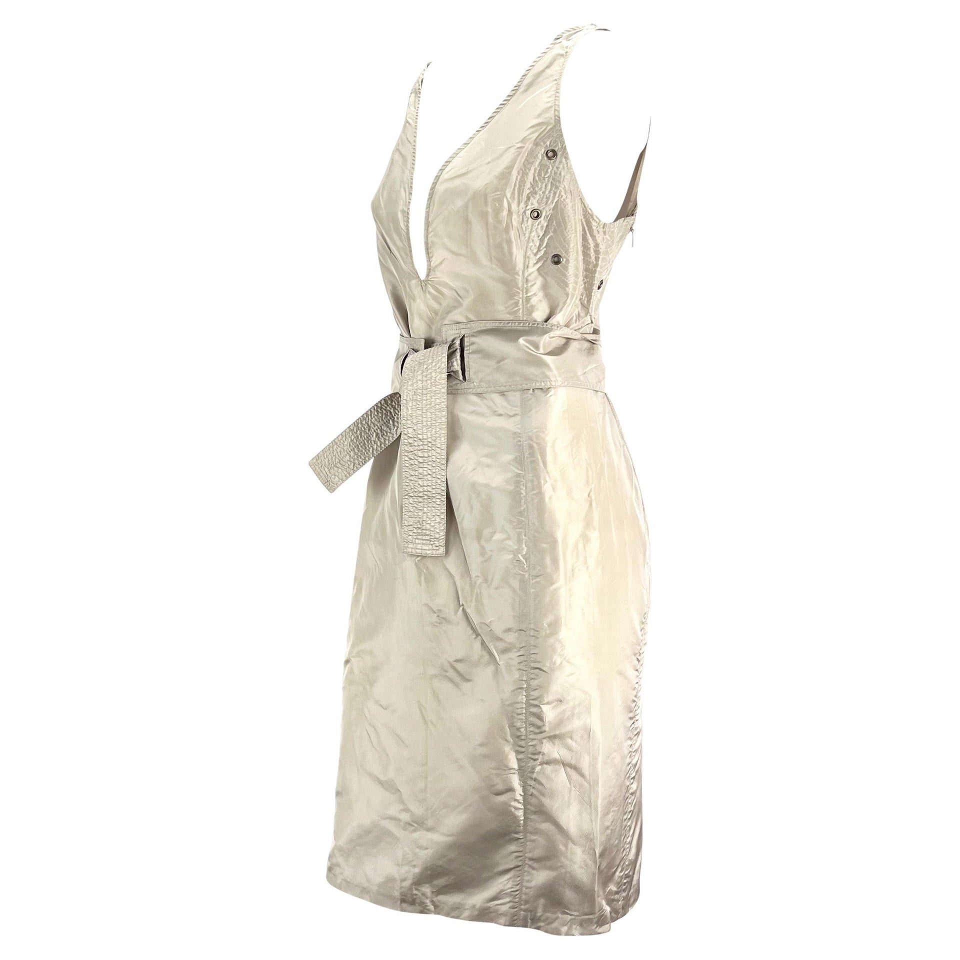 S/S 2003 Gucci by Tom Ford Silk Taupe Belted Dress