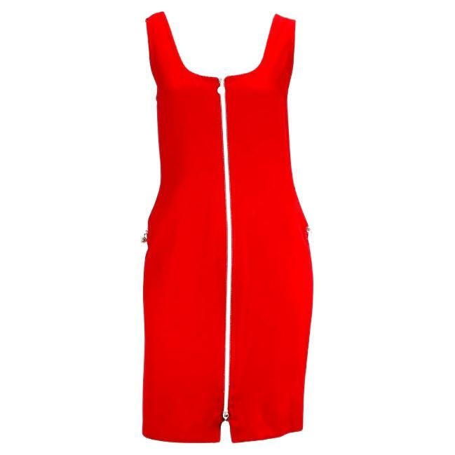 1996 Gianni Versace Couture Red Zip Medusa Dress
