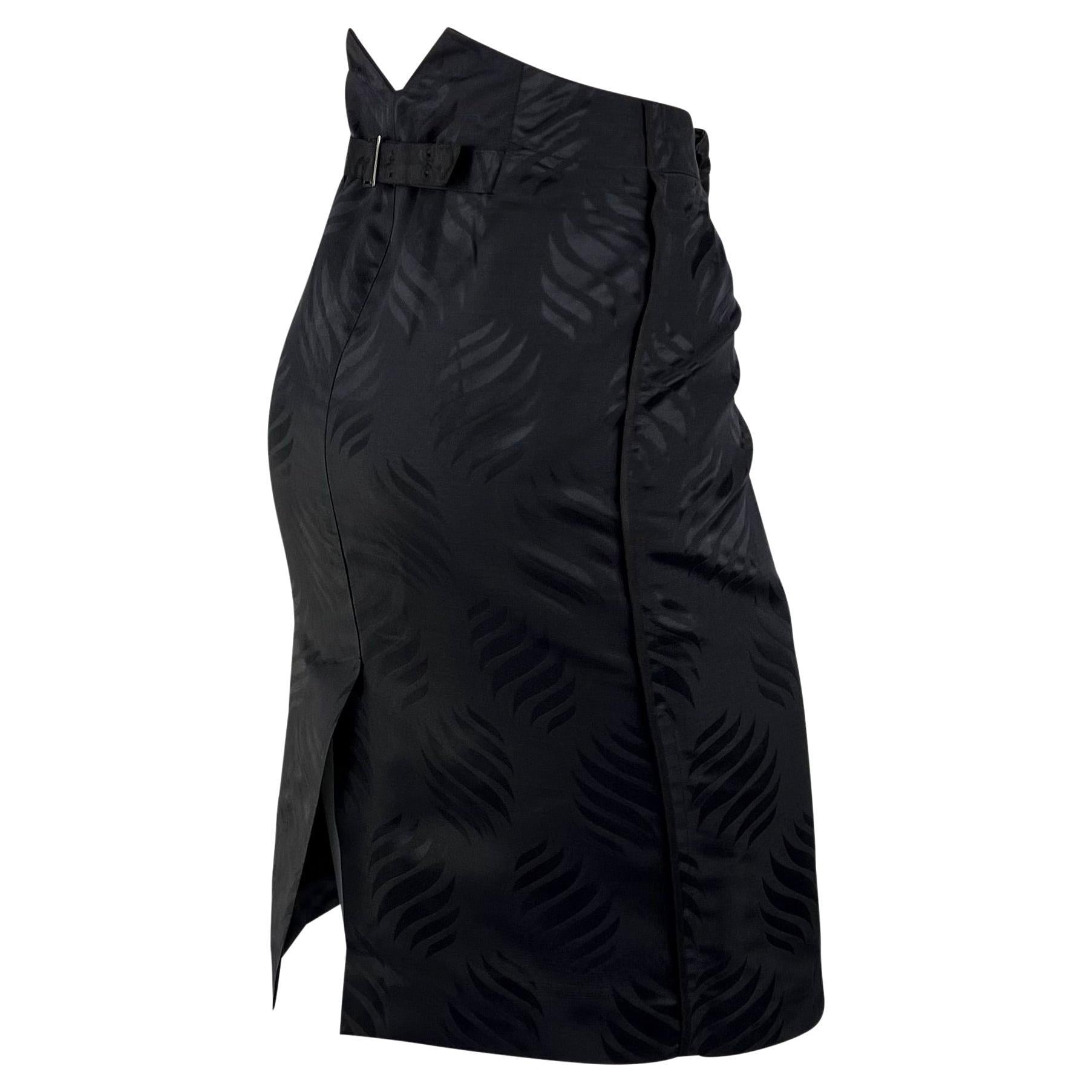 F/W 2002 Gucci by Tom Ford Navy Silk Buckle Skirt