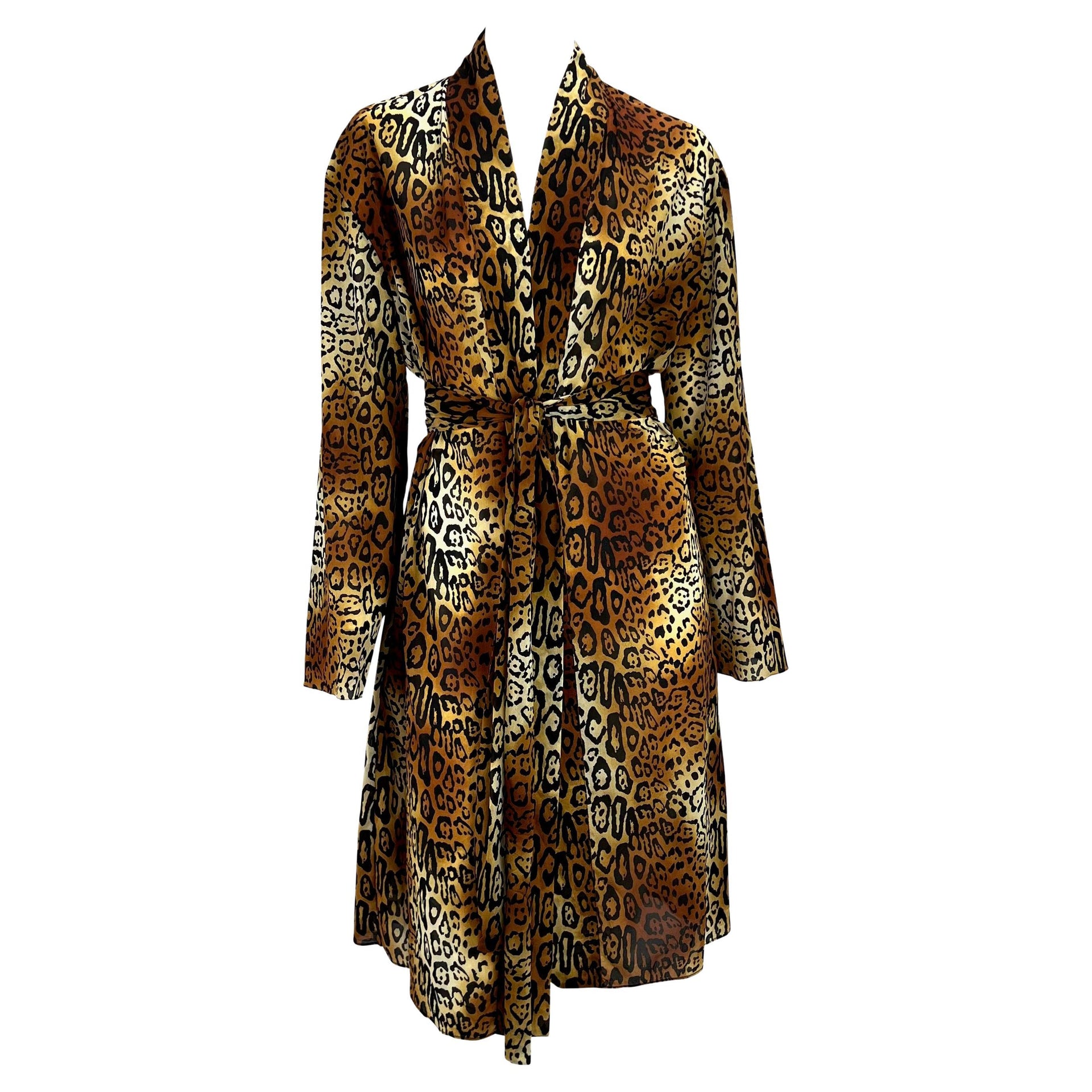 F/W 2004 Christian Dior by John Galliano Brown Leopard Print Silk Blend Robe