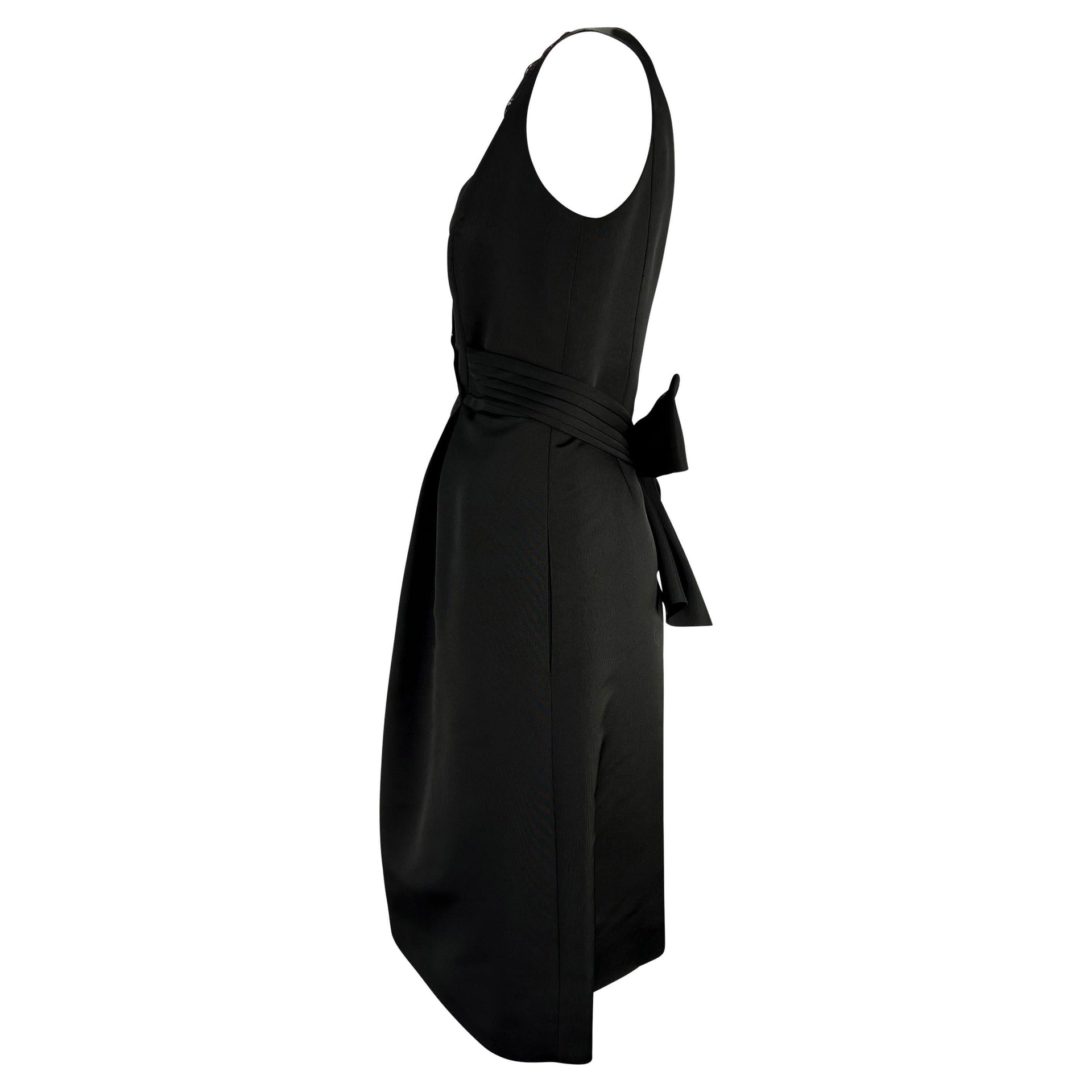1990s Bill Blass Couture Black Bow Sleeveless Cocktail Dress