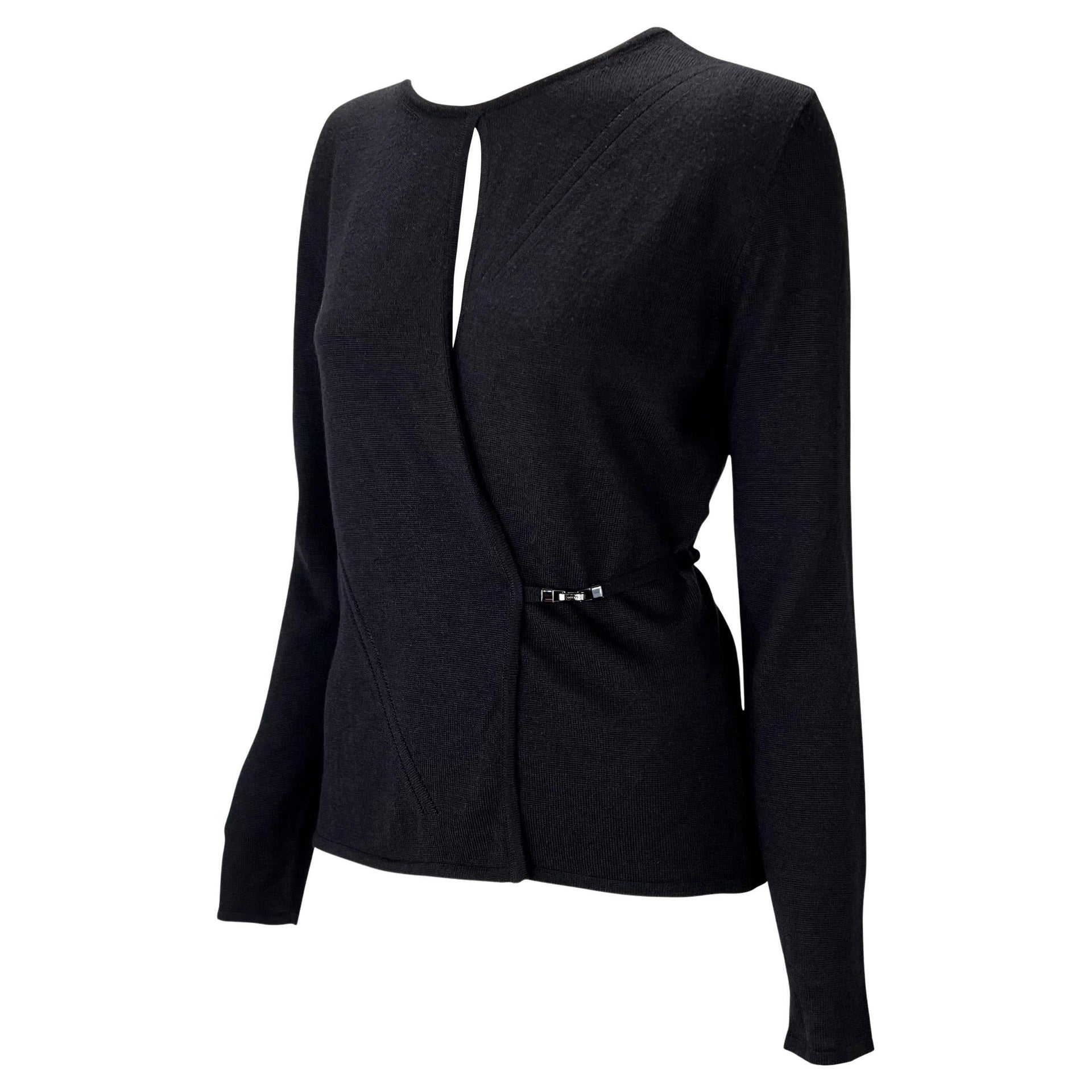 F/W 1998 Gucci by Tom Ford Wraparound Black Wool Blend Cardigan Sweater Top