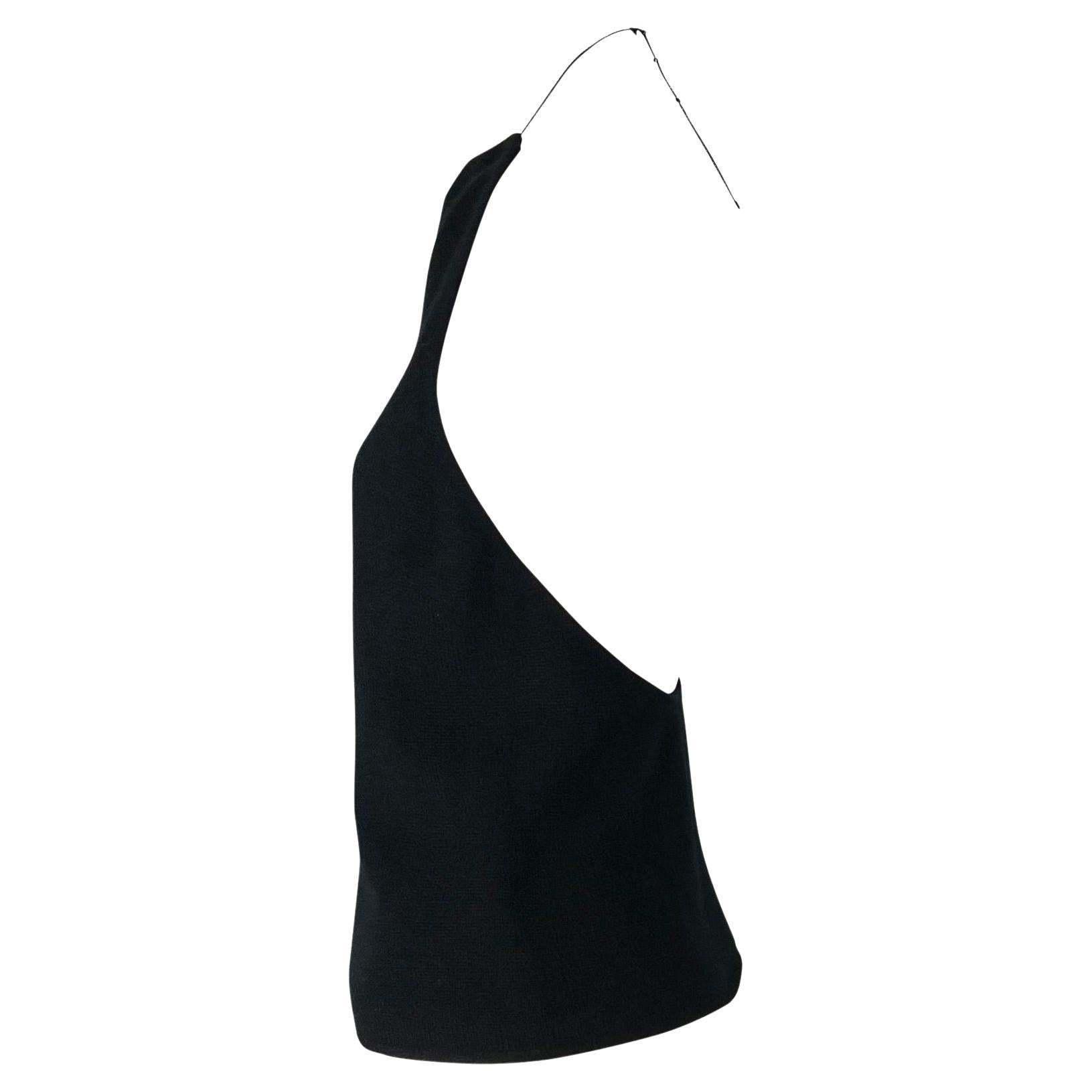 Late 1990s Gucci by Tom Ford Backless Cashmere Chain Sweater Top Black