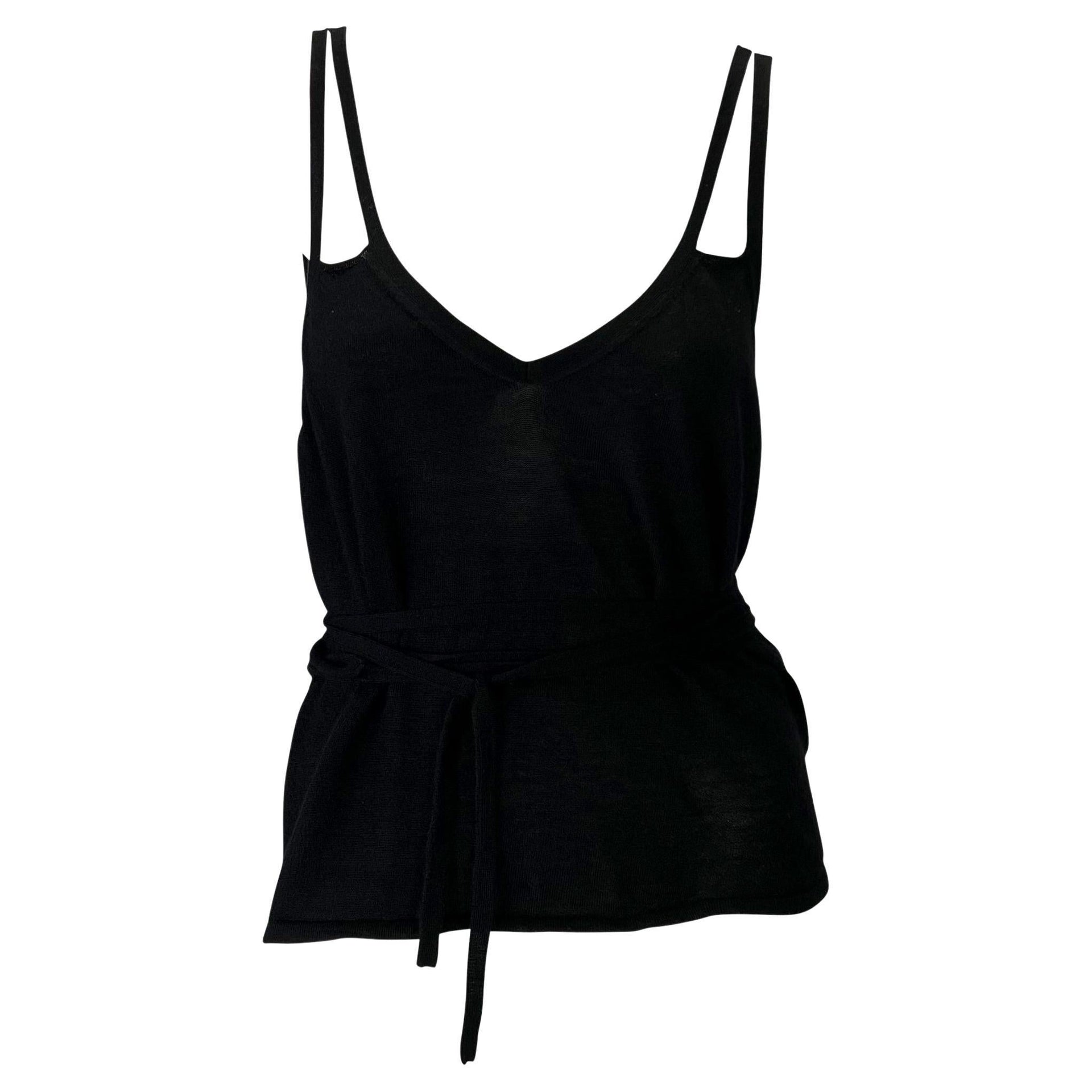 NWT Late 1990s Gucci by Tom Ford Cashmere Knit Wrap Around Tank Top Black
