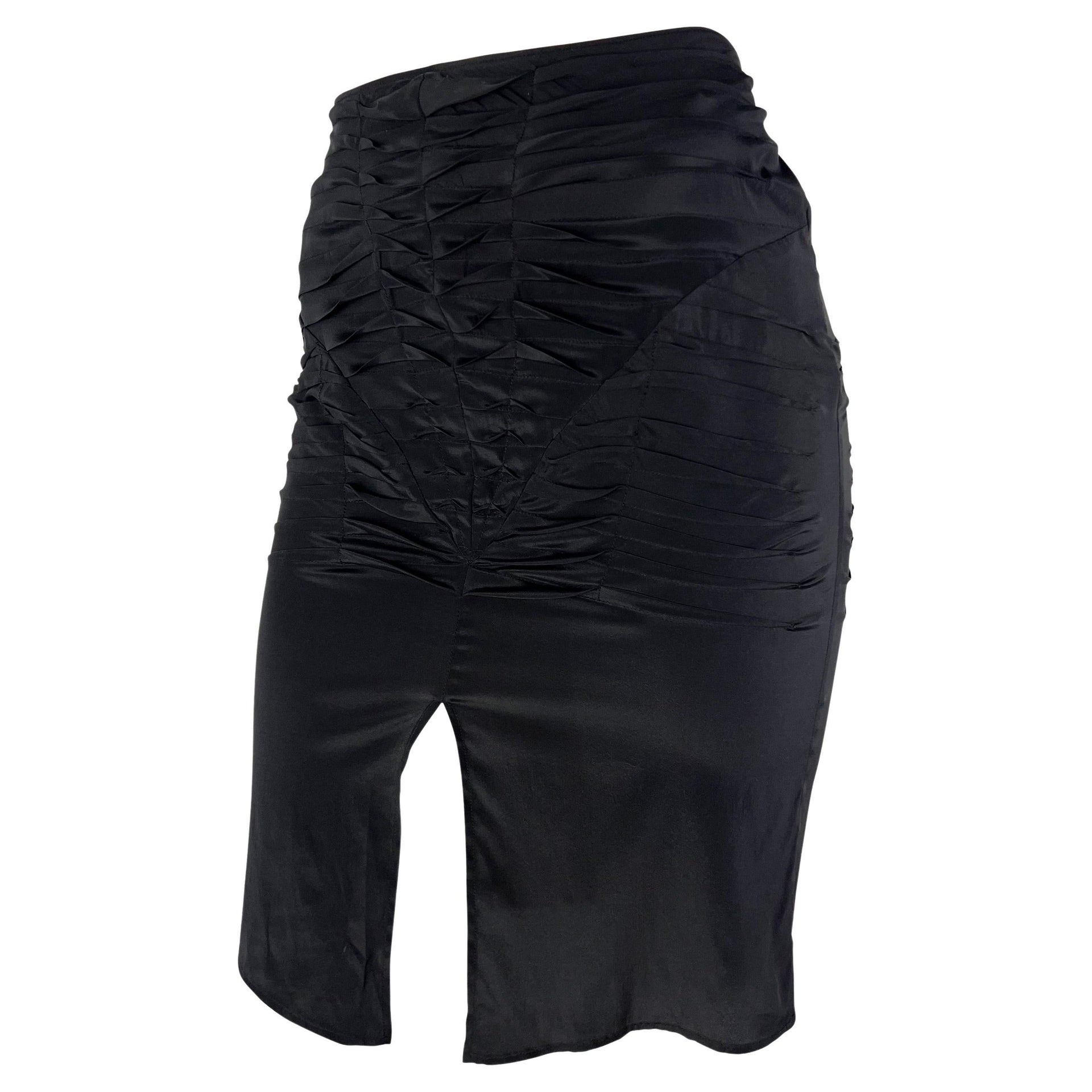 S/S 2003 Gucci by Tom Ford Black Pleated Stretch Silk Skirt