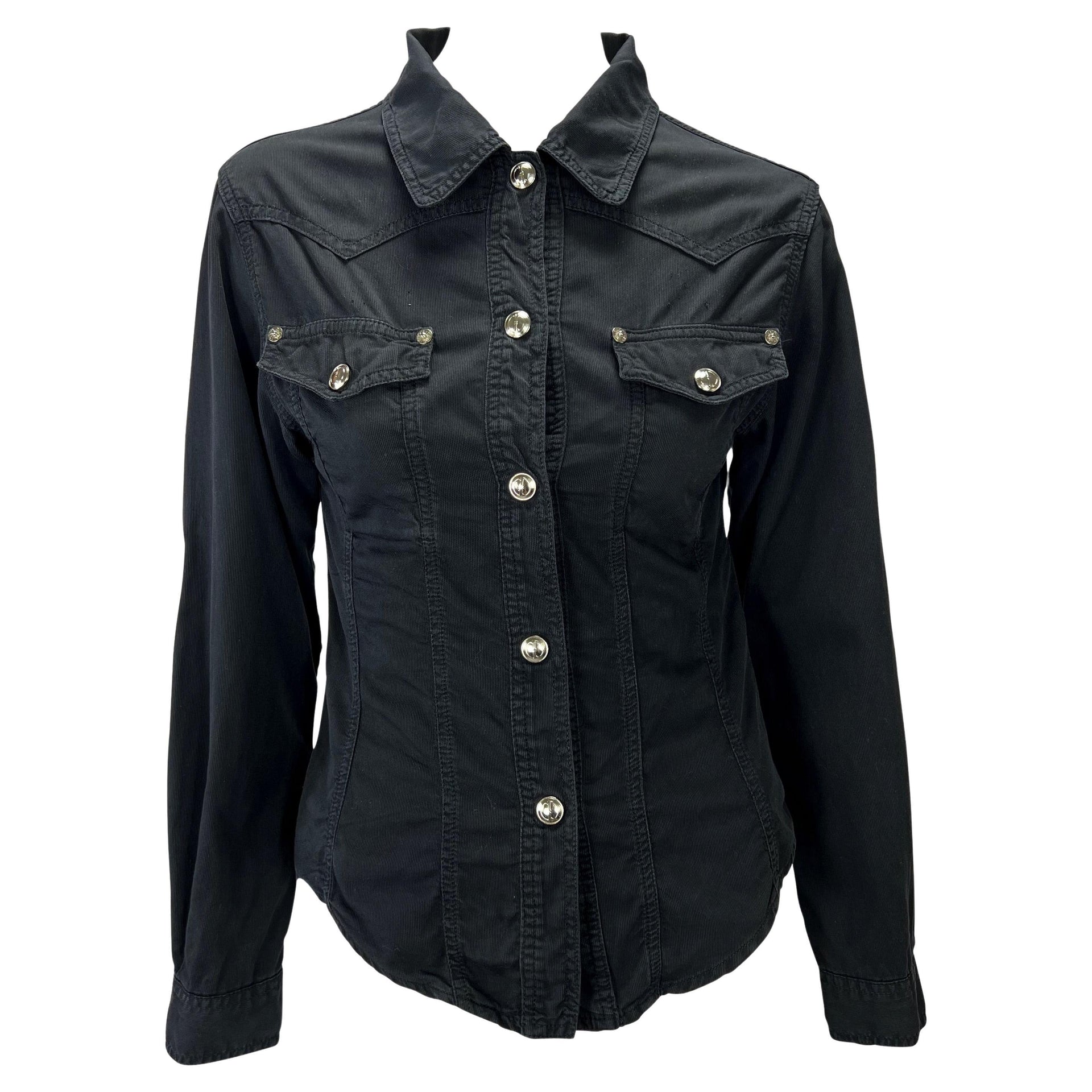 S/S 1995 Gucci by Tom Ford GG Snap Black Cotton Twill Tapered Shirt