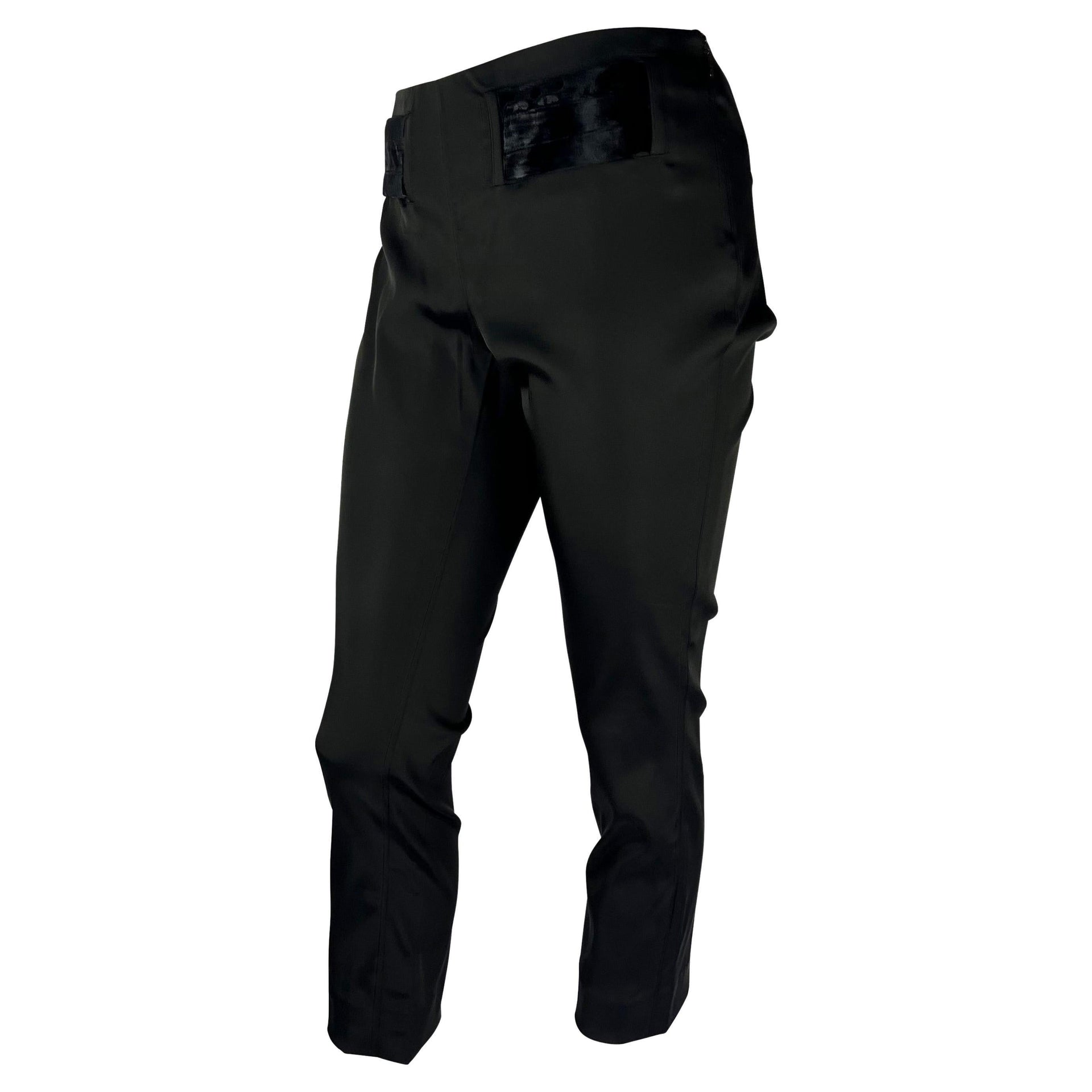 F/W 2004 Gucci by Tom Ford Black Velvet Ribbon Belt Accented Stretch Pants