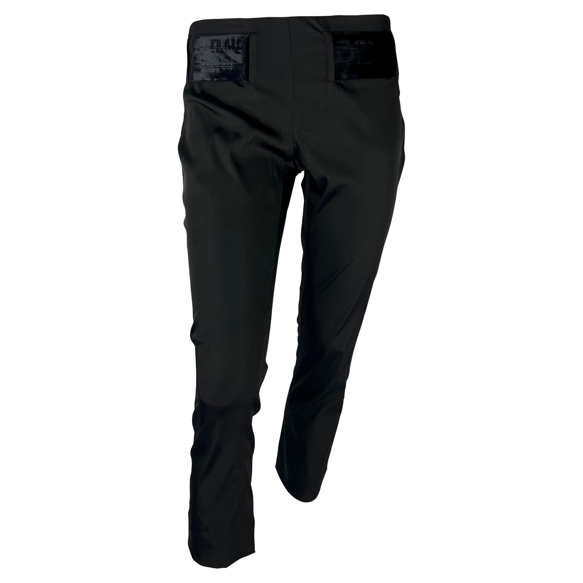 F/W 2004 Gucci by Tom Ford Black Velvet Ribbon Belt Accented Stretch Pants