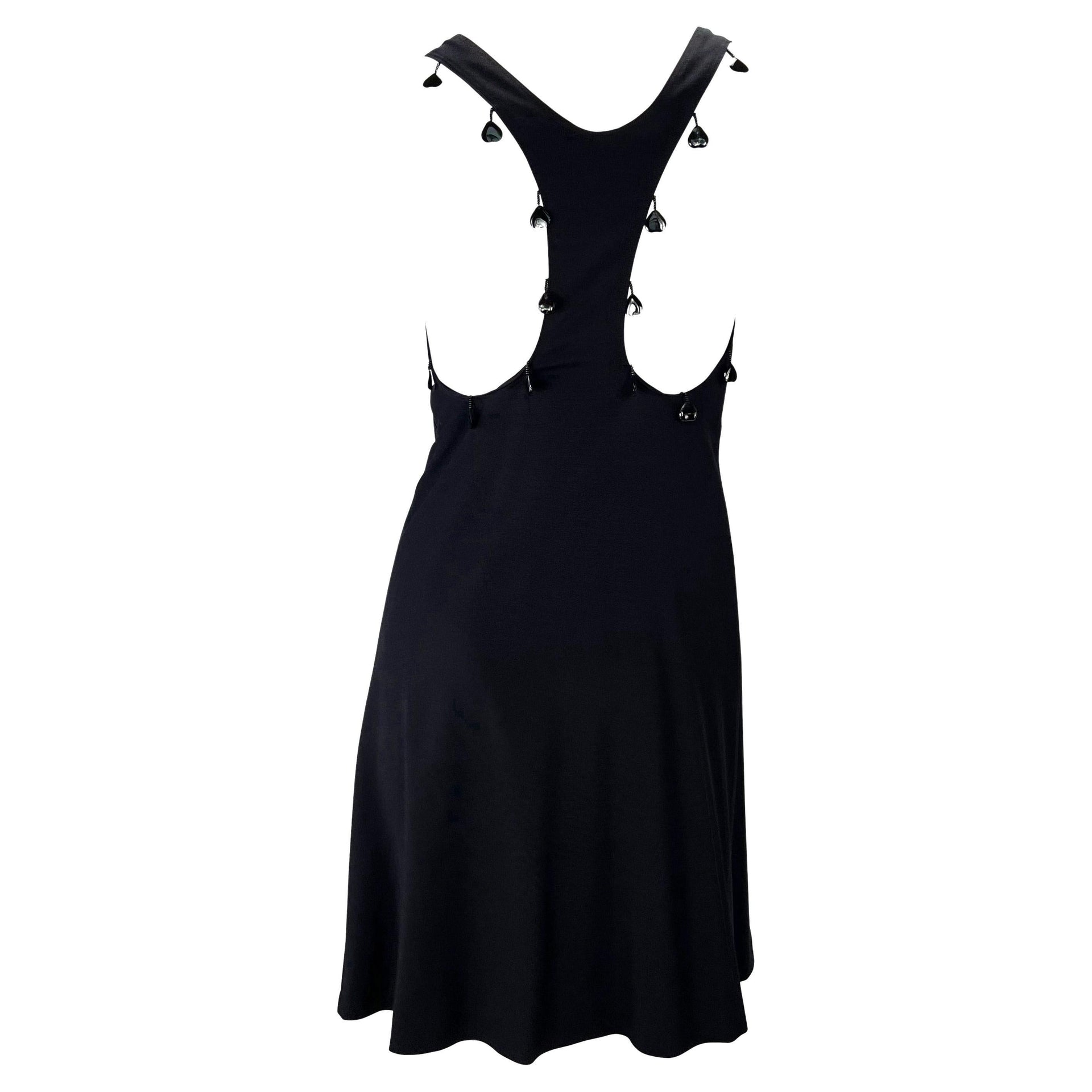 S/S 2004 Chloe by Phoebe Philo Black Beaded Heart Racerback Knit Dress