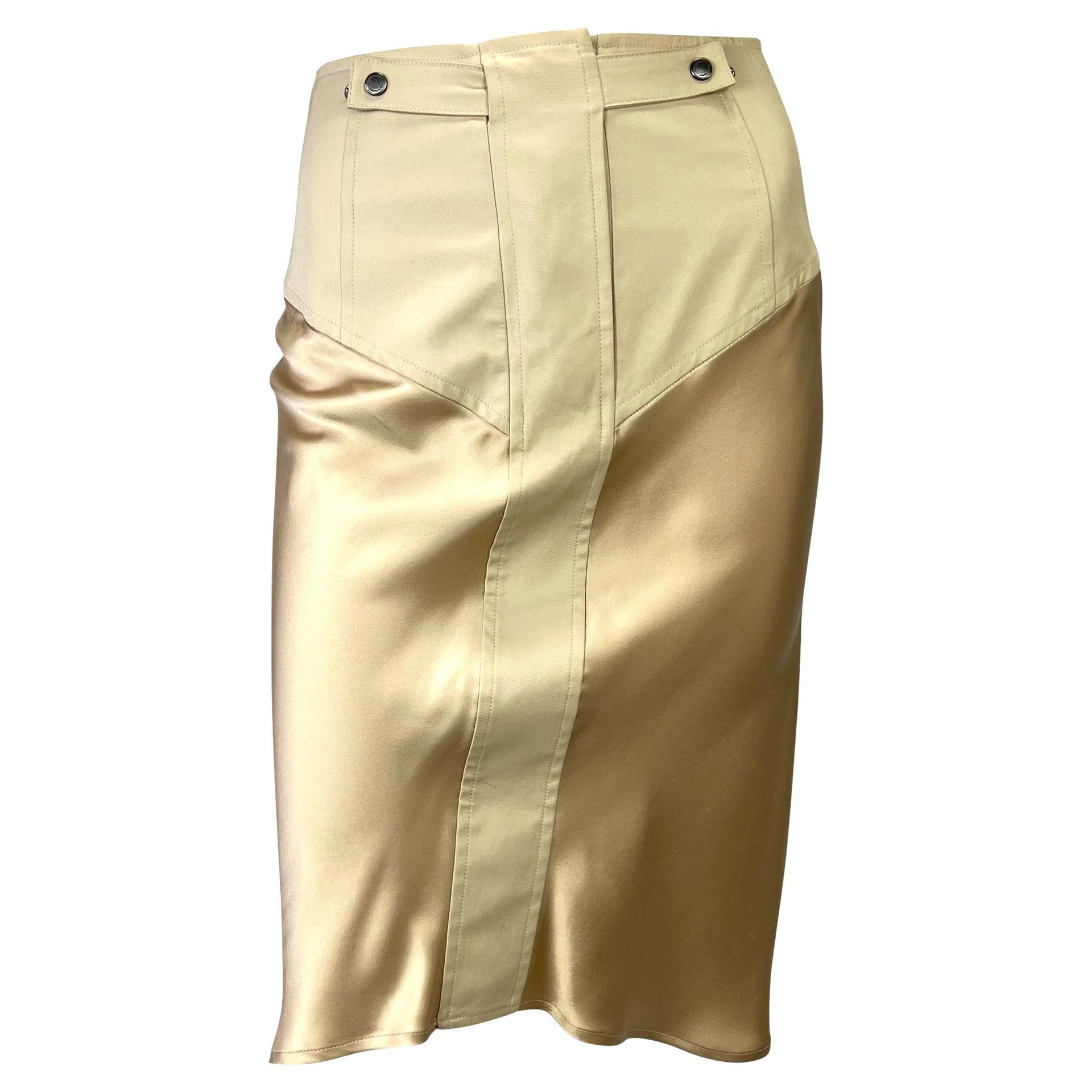 2003 Yves Saint Laurent by Tom Ford Champagne Silk Satin Jacket Skirt Set
