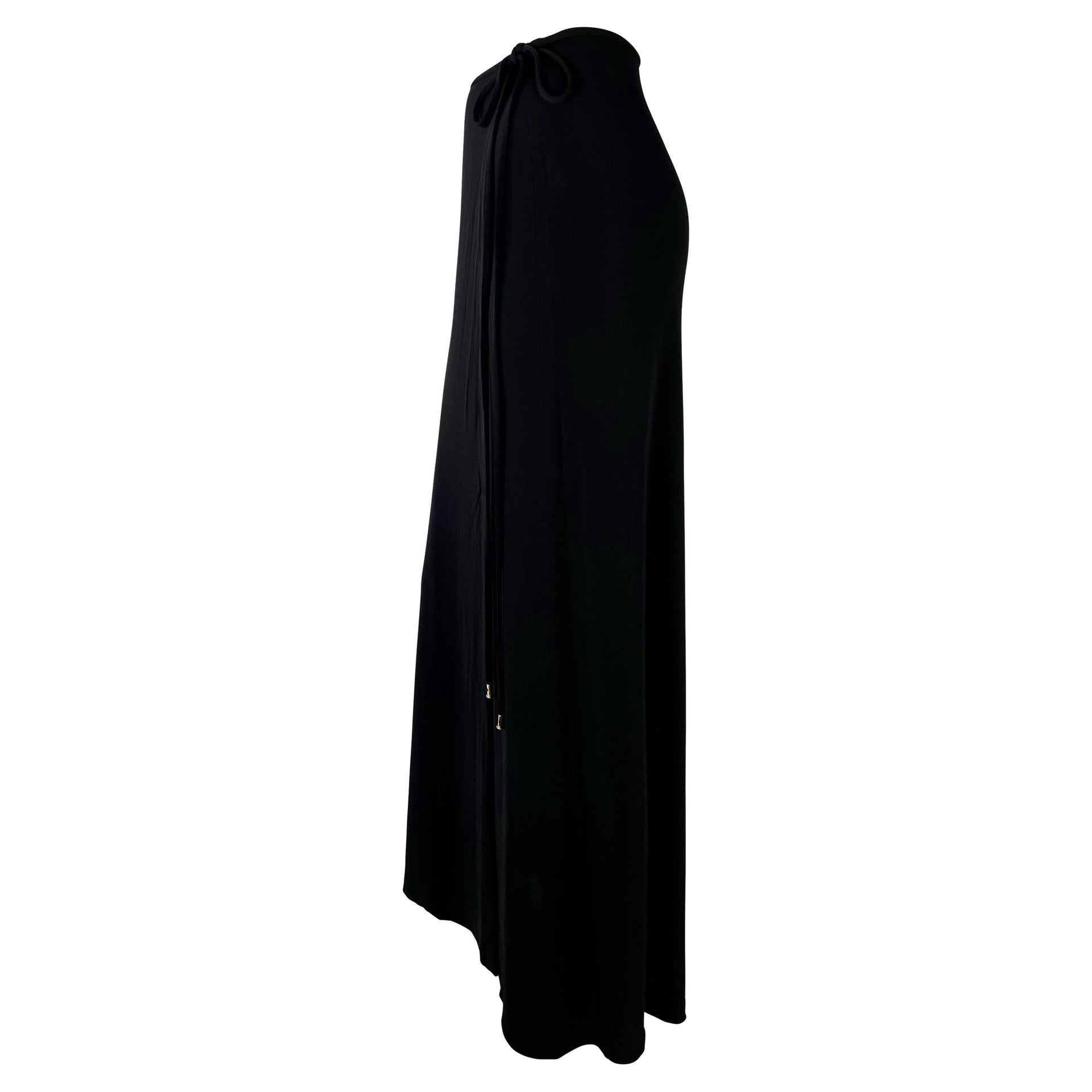 S/S 1997 Gucci by Tom Ford Black Wrap Maxi G Logo Stretch Viscose Skirt