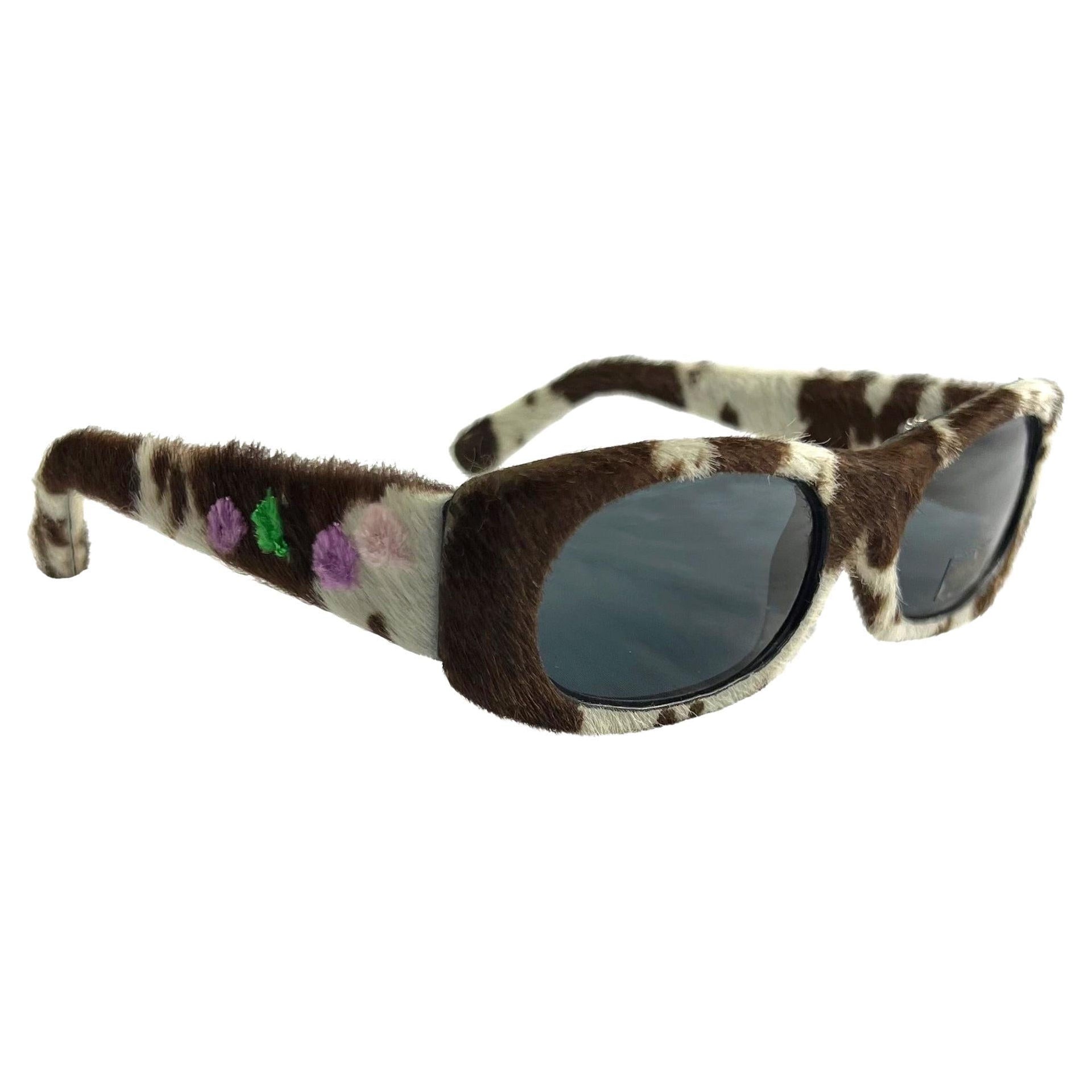 NEW S/S 1999 Gianni Versace by Donatella Pony Hair Appliqué Sunglasses