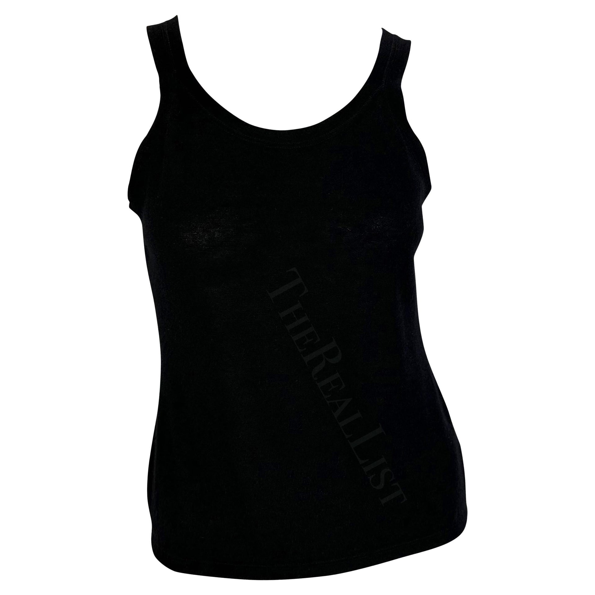 F/W 1997 Gucci by Tom Ford Runway Sheer Cashmere Black Stretch Tank Top