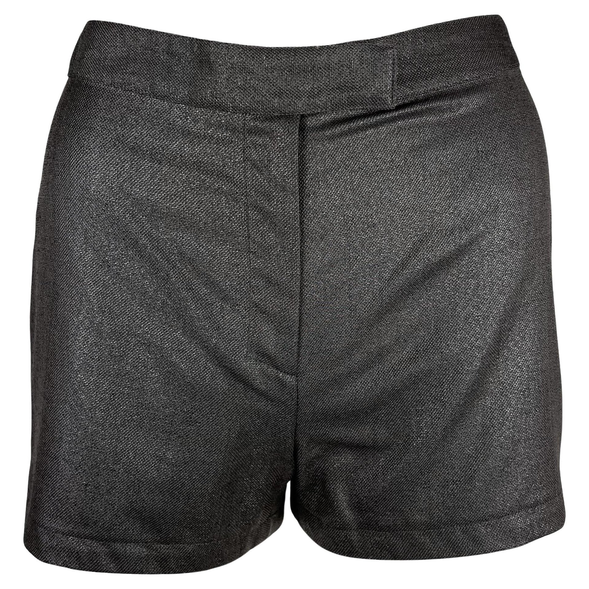 S/S 1998 Gianni Versace by Donatella Grey Metallic Mini Hot Pant Short Shorts
