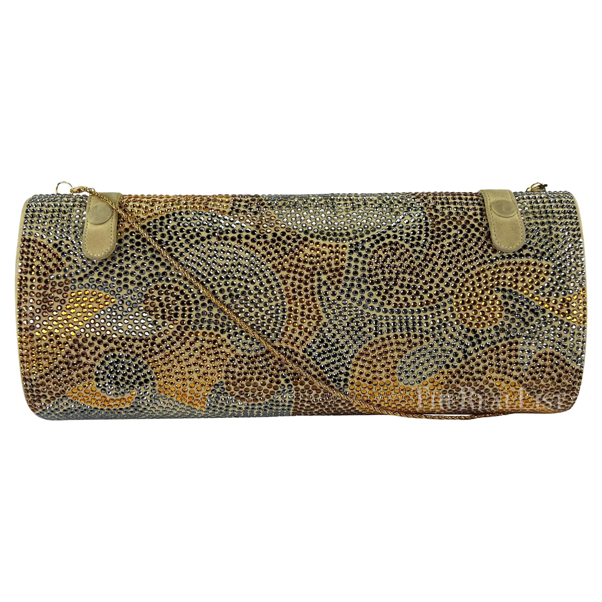 S/S 2000 Gianni Versace by Donatella Runway Gold Abstract Rhinestone Clutch