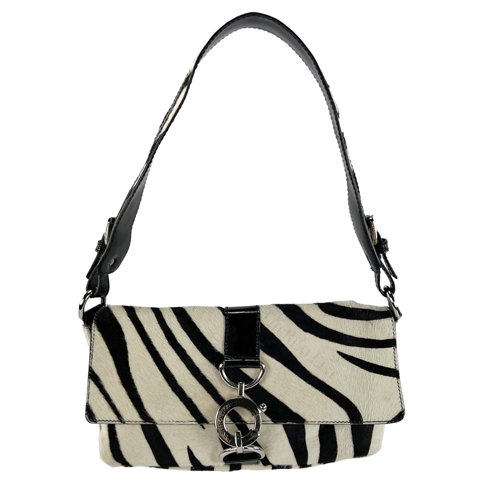 Early 2000s Dolce and Gabbana Zebra Pony Hair Shoulder Bag