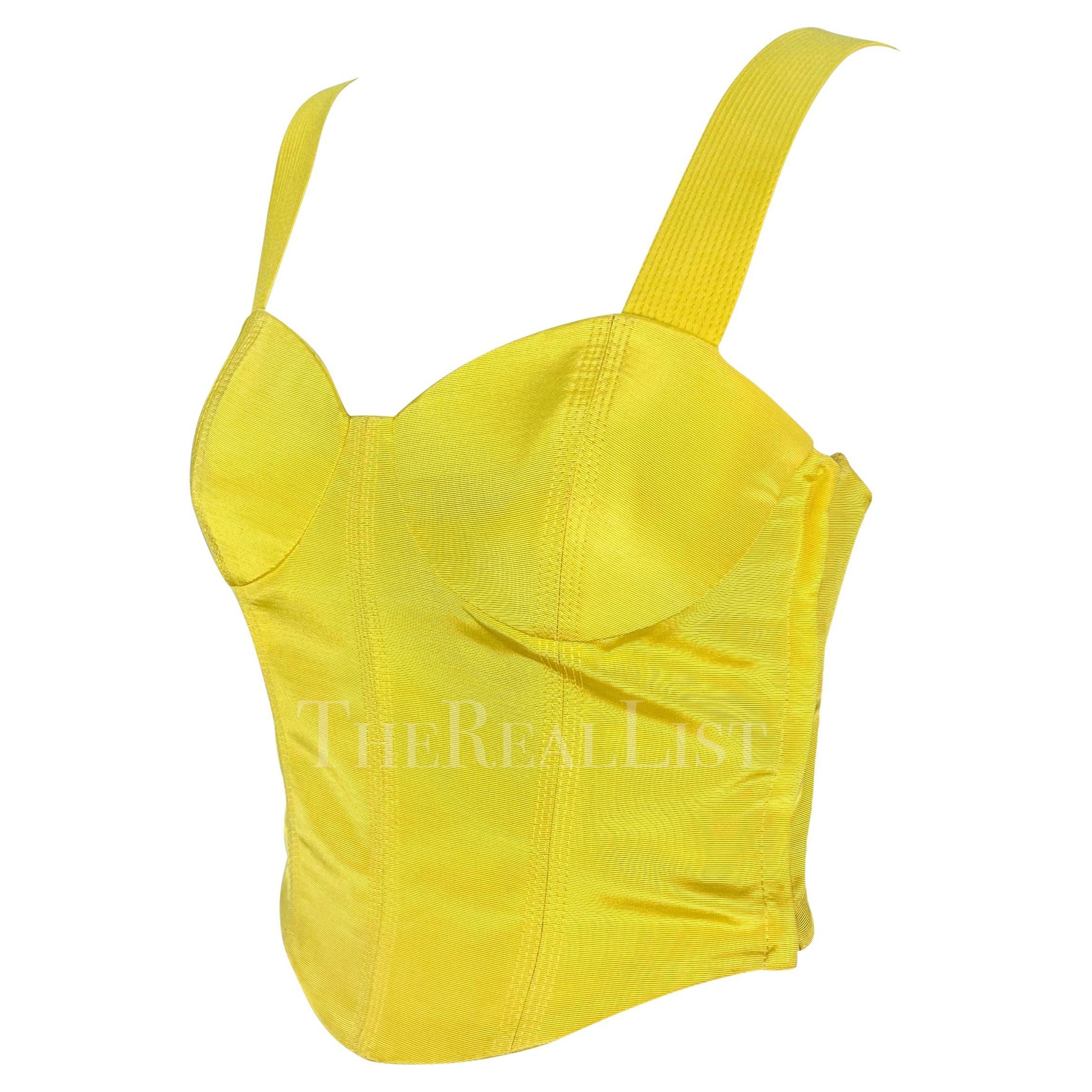 S/S 1992 Gianni Versace Canary Yellow Bustier Crop Top