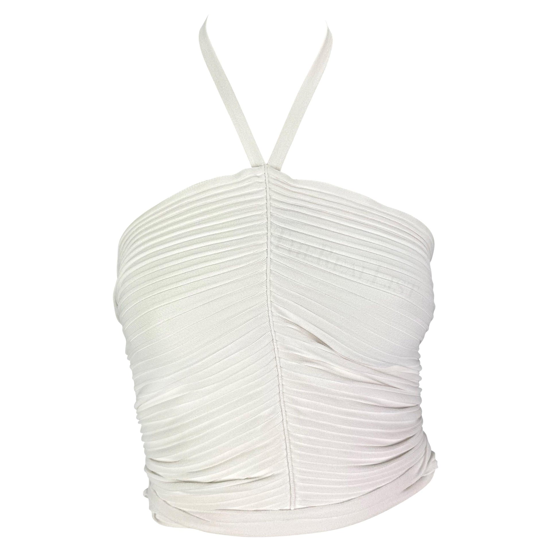 S/S 2000 Gucci by Tom Ford White Ribbed Halter Neck Tank Top